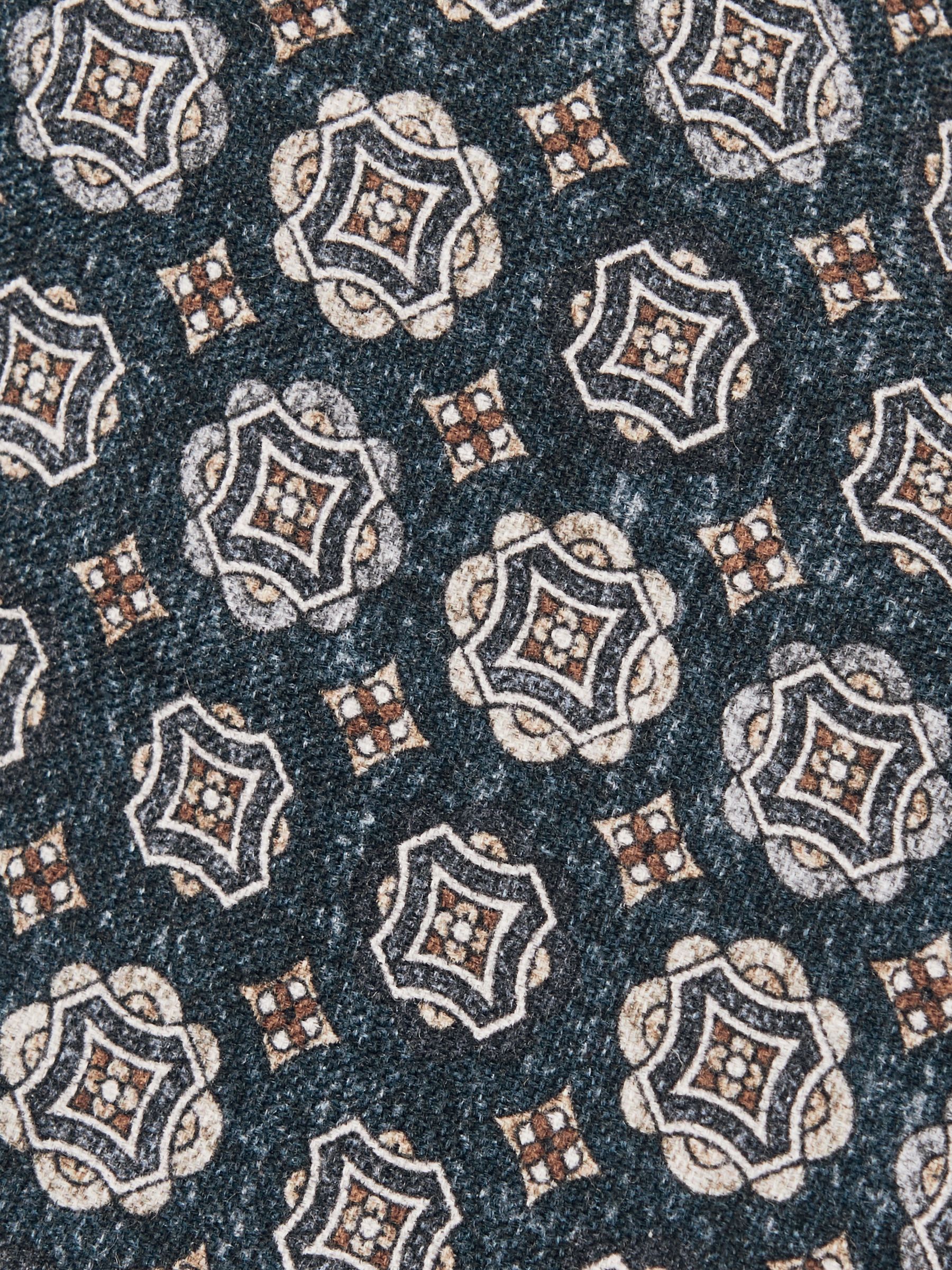 Silk Medallion Print Tie in Indigo Melange - image 4