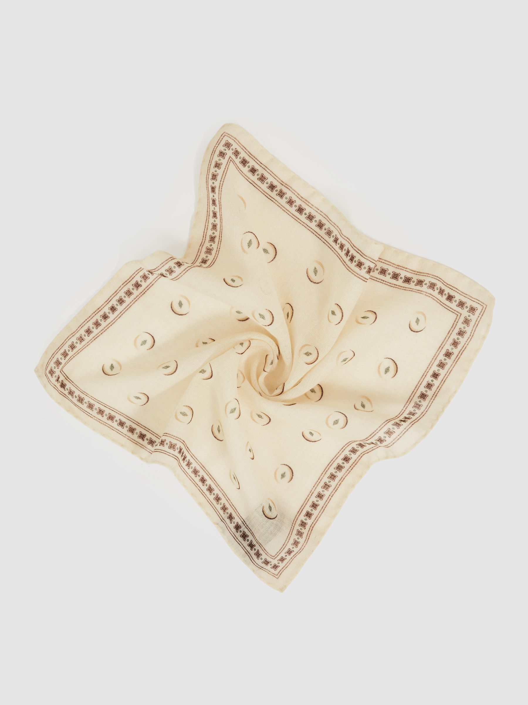 Wool Motif Print Pocket Square in Off White - Image 2 of 3