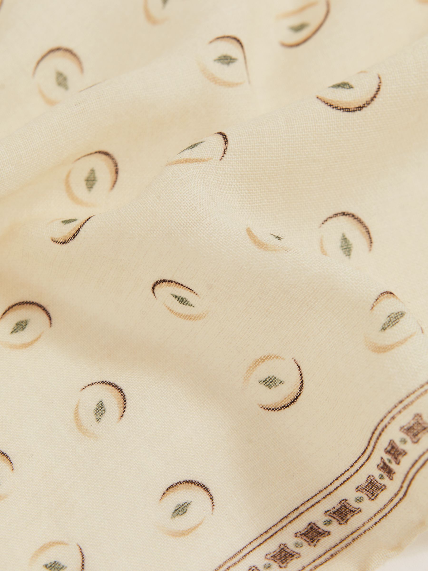 Wool Motif Print Pocket Square in Off White - image 1