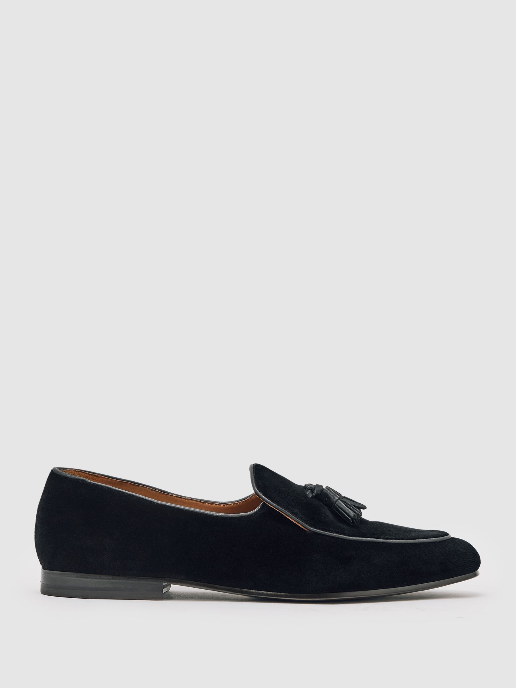 Velvet Tassel-Detail Loafers in Black - image 1