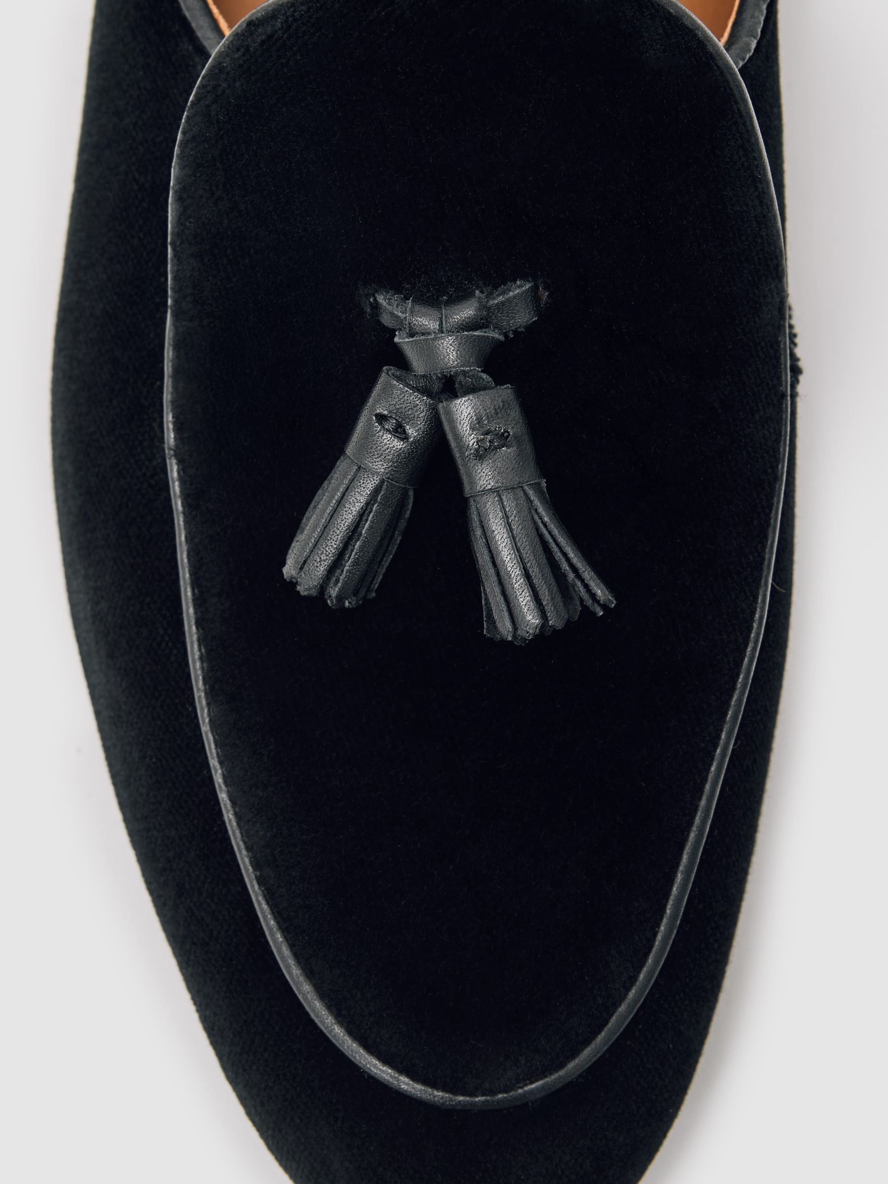 Velvet Tassel-Detail Loafers in Black - image 2