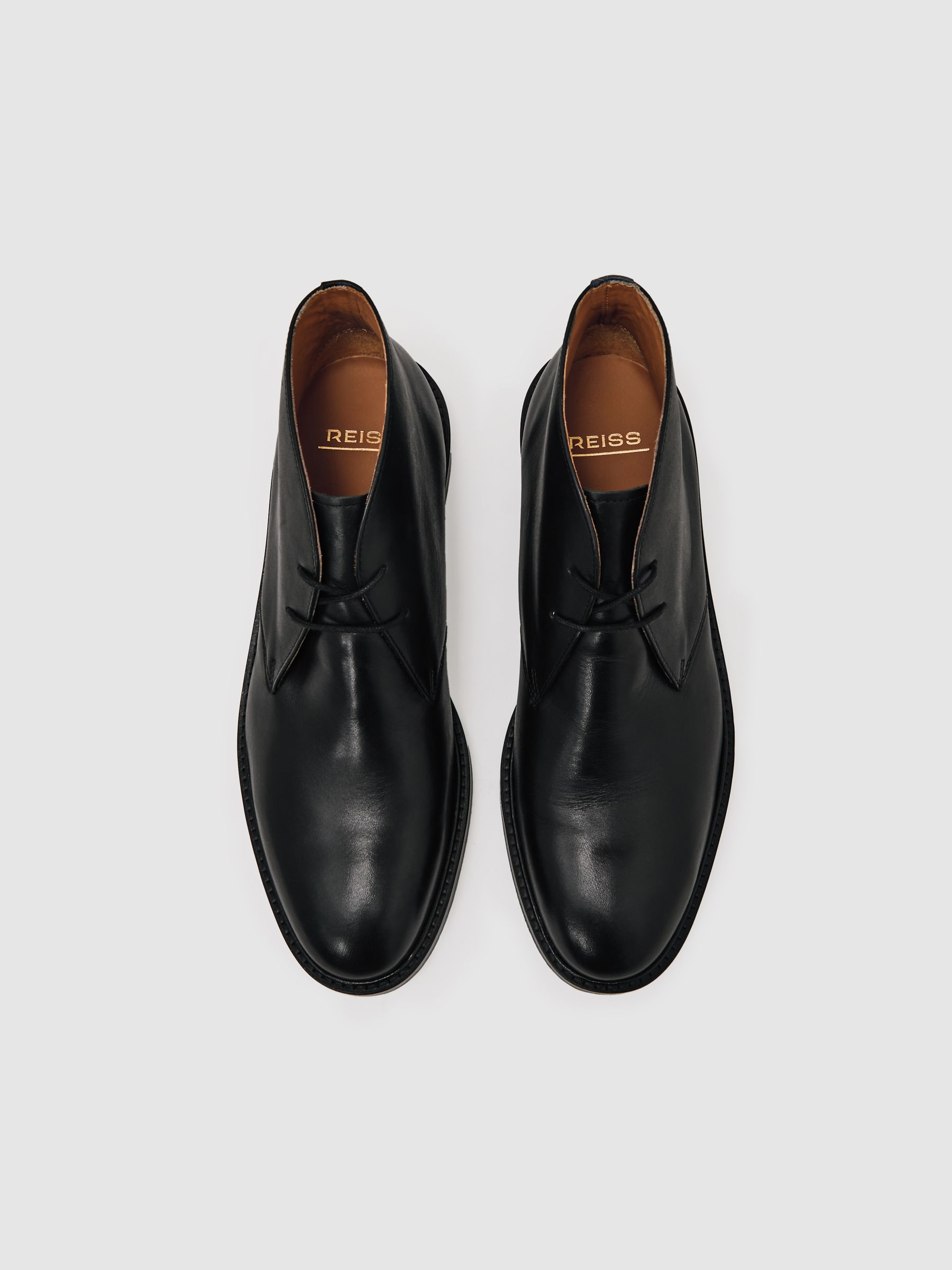 Leather Lace-up Chukka Boots in Black - image 3