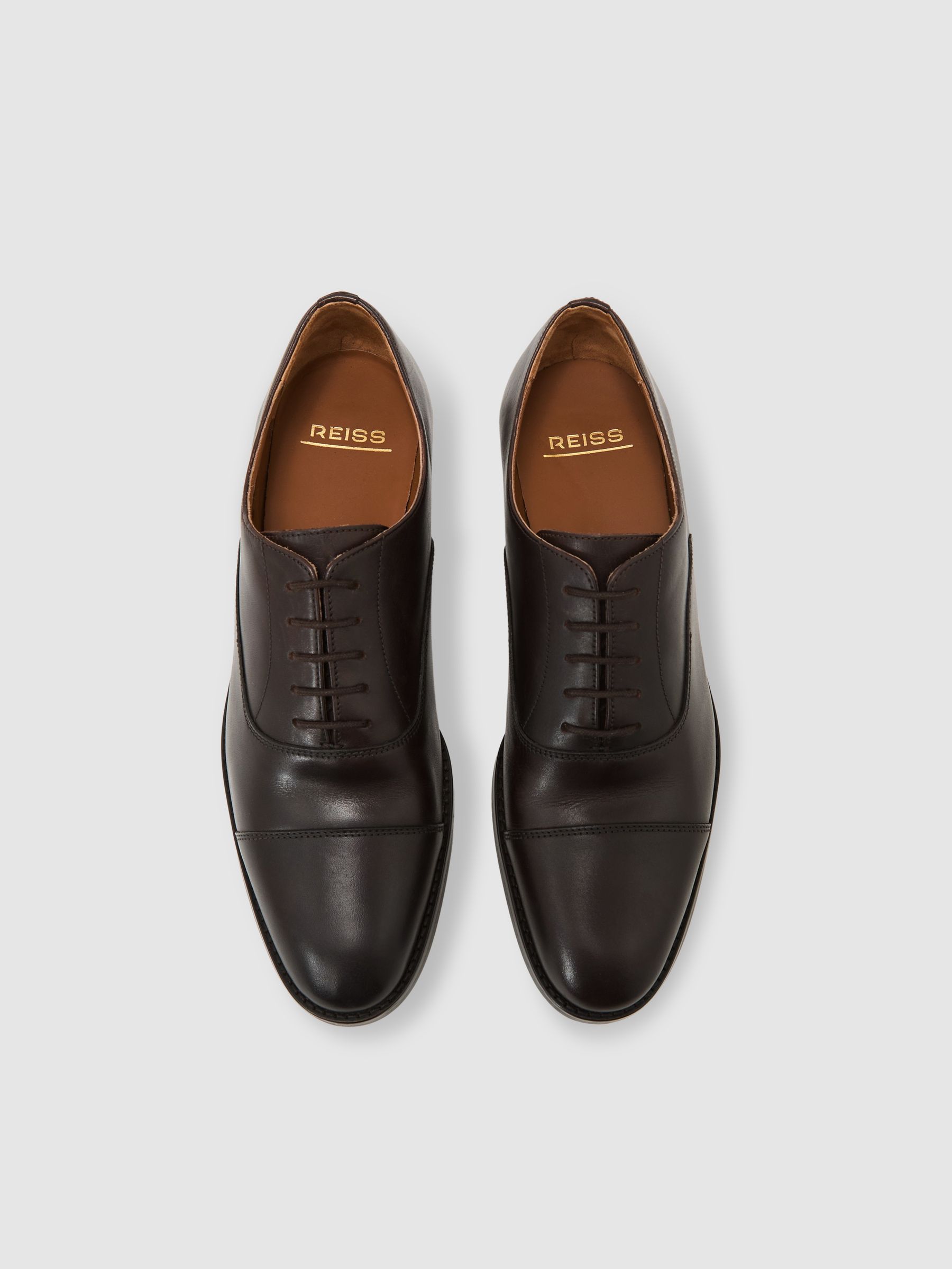 Leather Lace Up Oxford Shoes in Dark Brown - Image 3 of 8