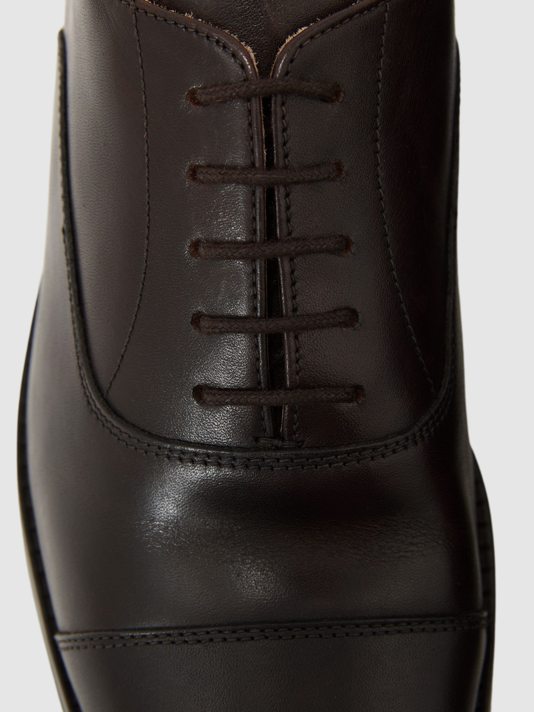 Leather Lace Up Oxford Shoes in Dark Brown - Image 6 of 8
