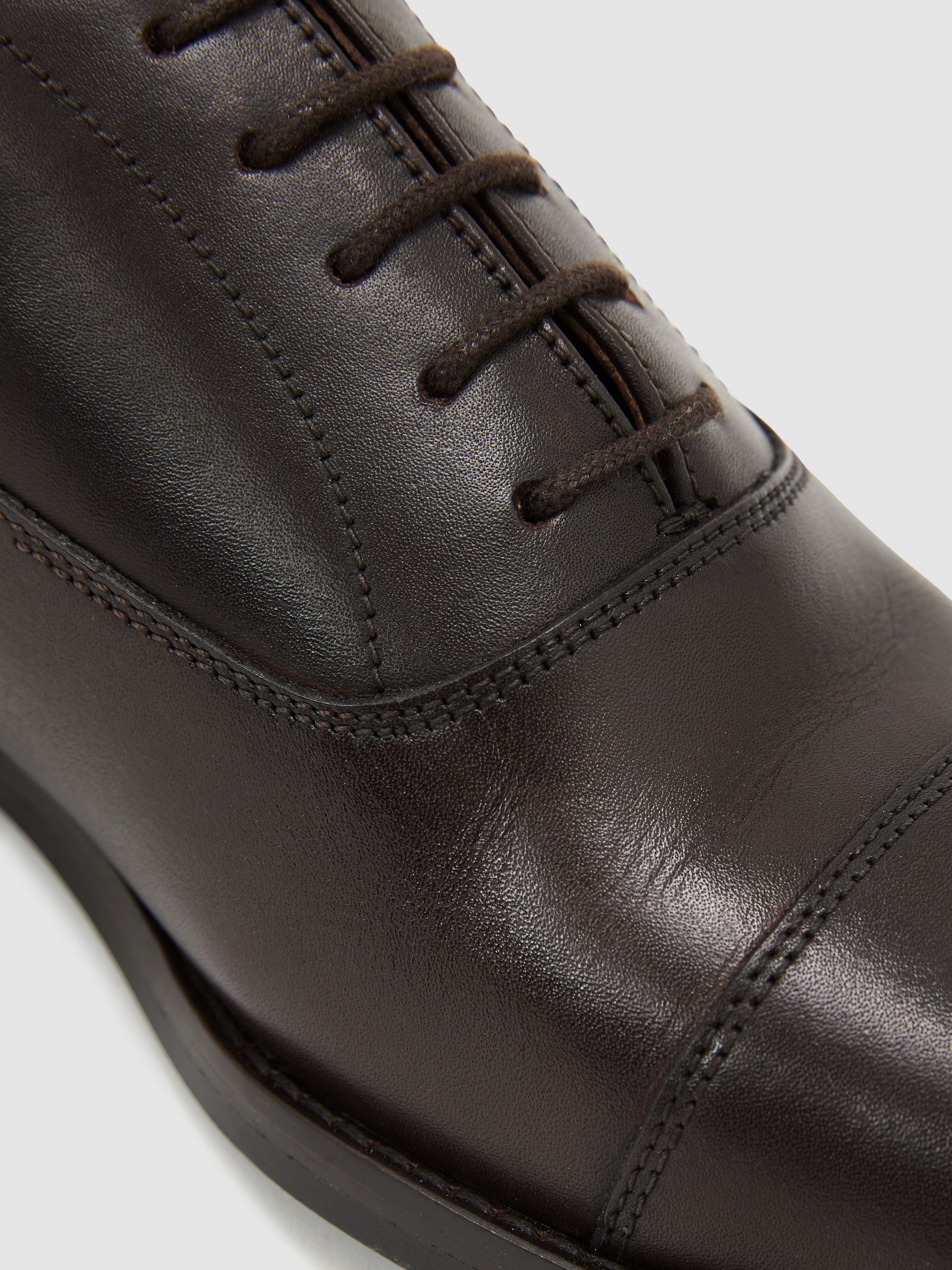 Leather Lace Up Oxford Shoes in Dark Brown - Image 7 of 8