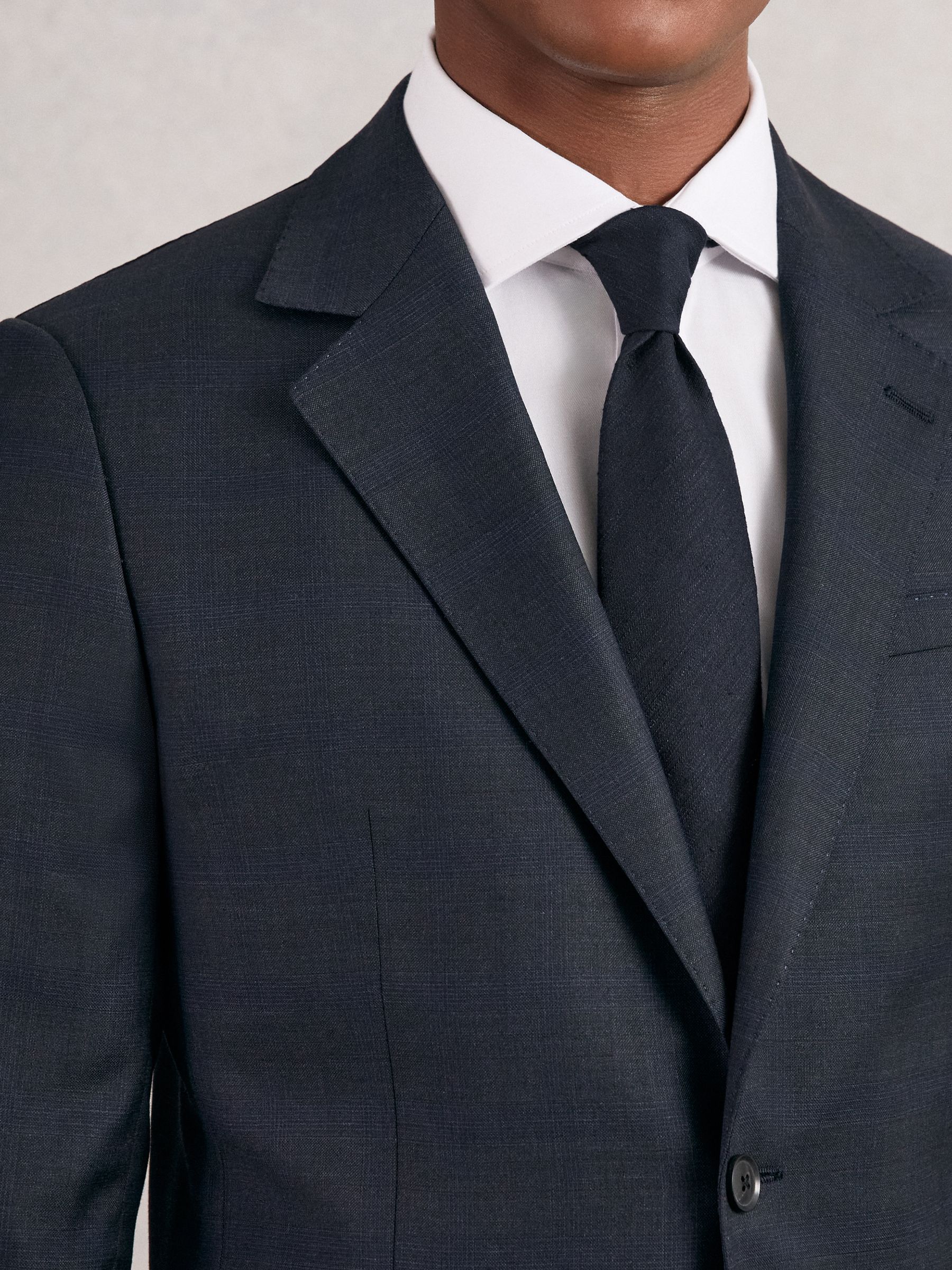 Silk Blend Textured Tie in Navy - Image 2 of 6