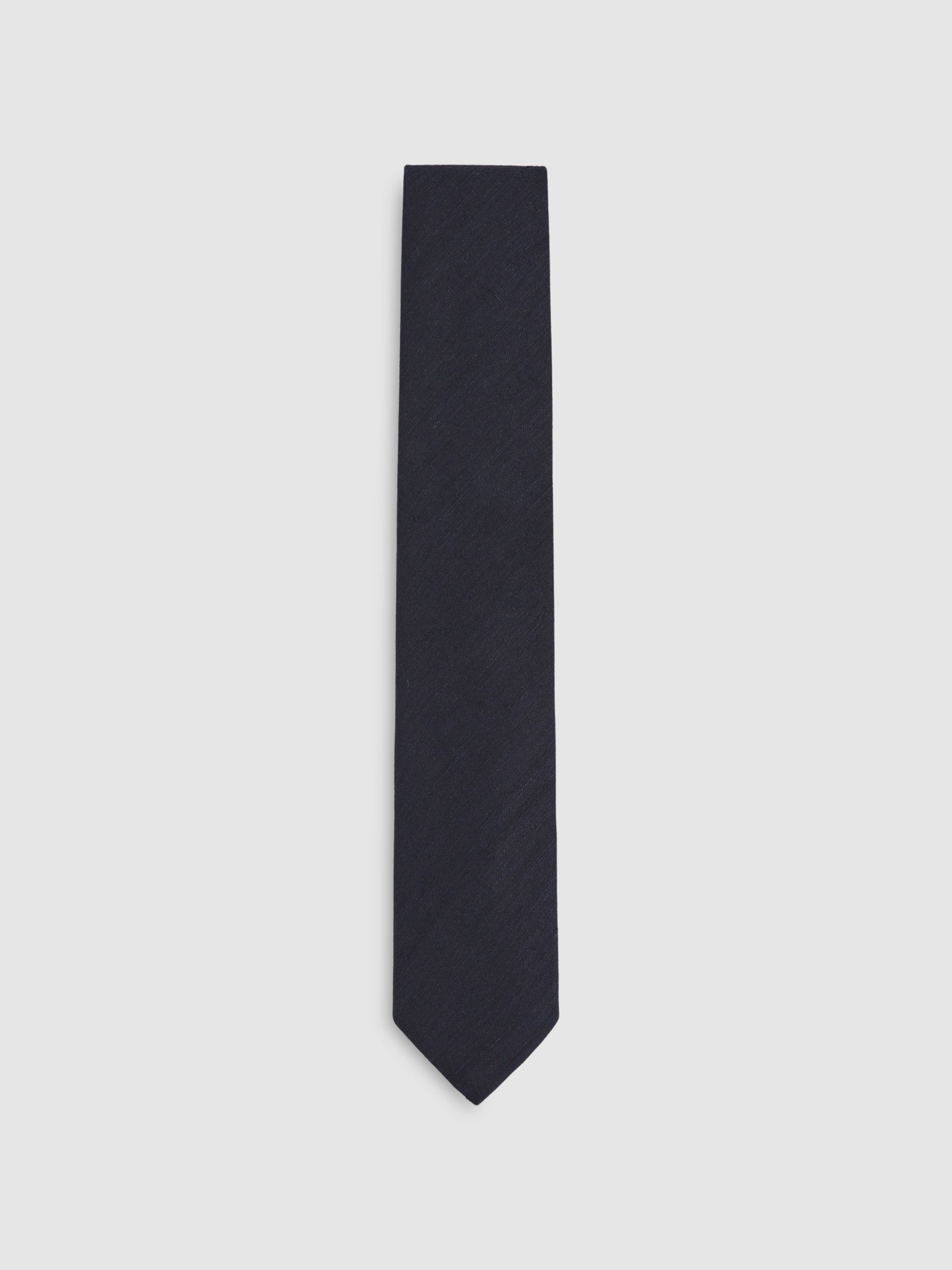 Silk Blend Textured Tie in Navy - Image 3 of 6