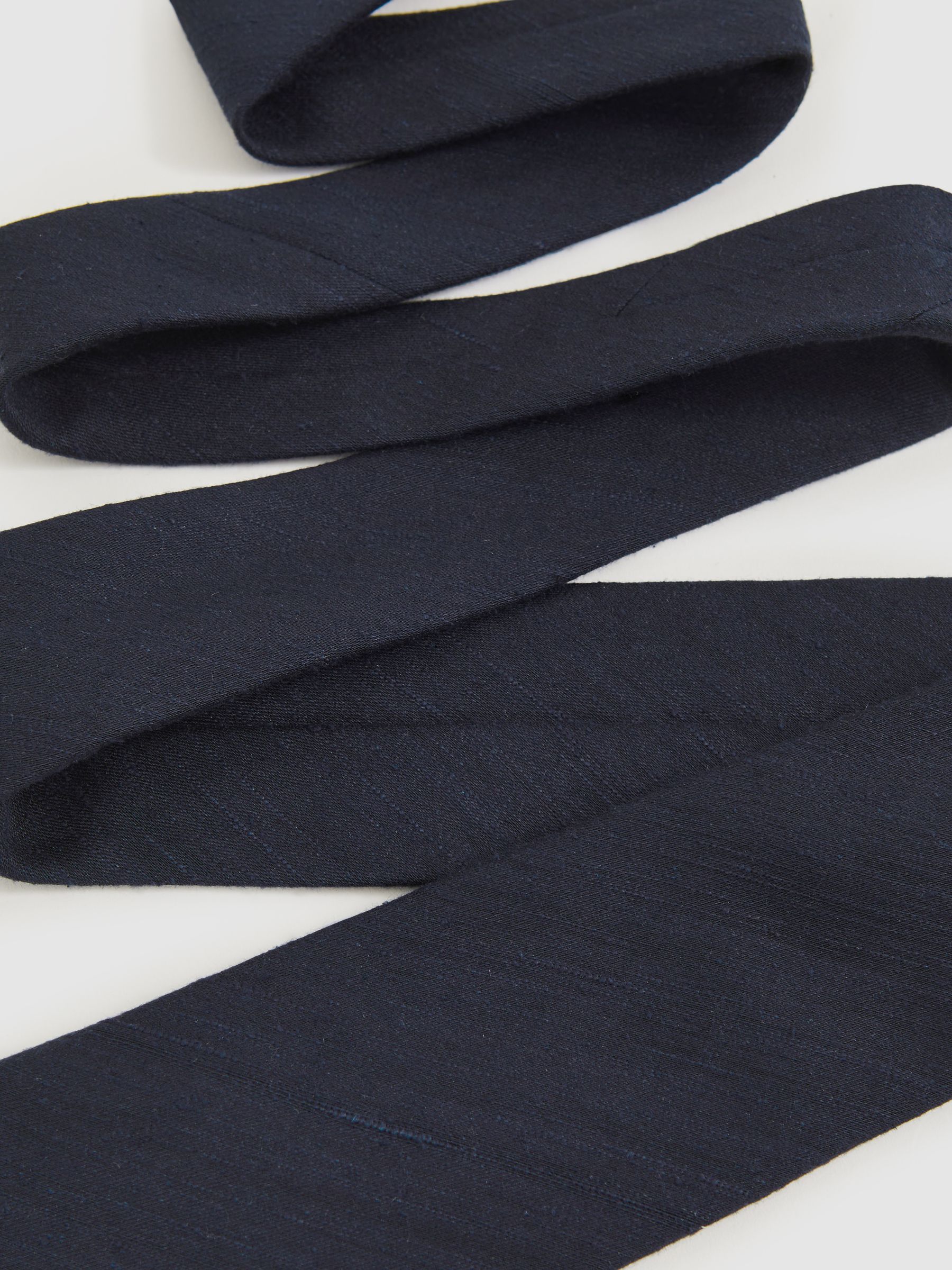 Silk Blend Textured Tie in Navy - Image 4 of 6