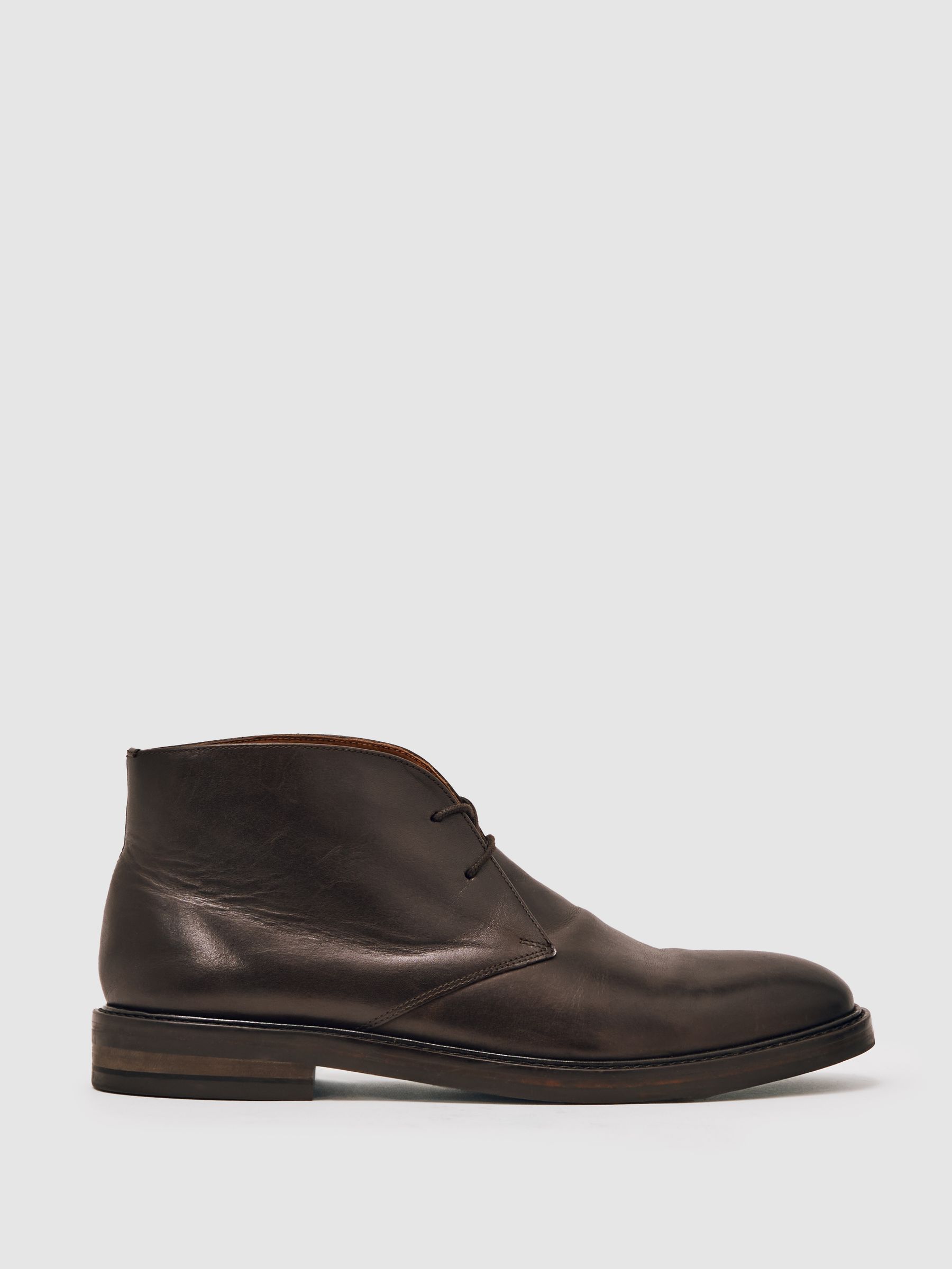 Leather Lace-Up Chukka Boots in Dark Brown - Image 1 of 5
