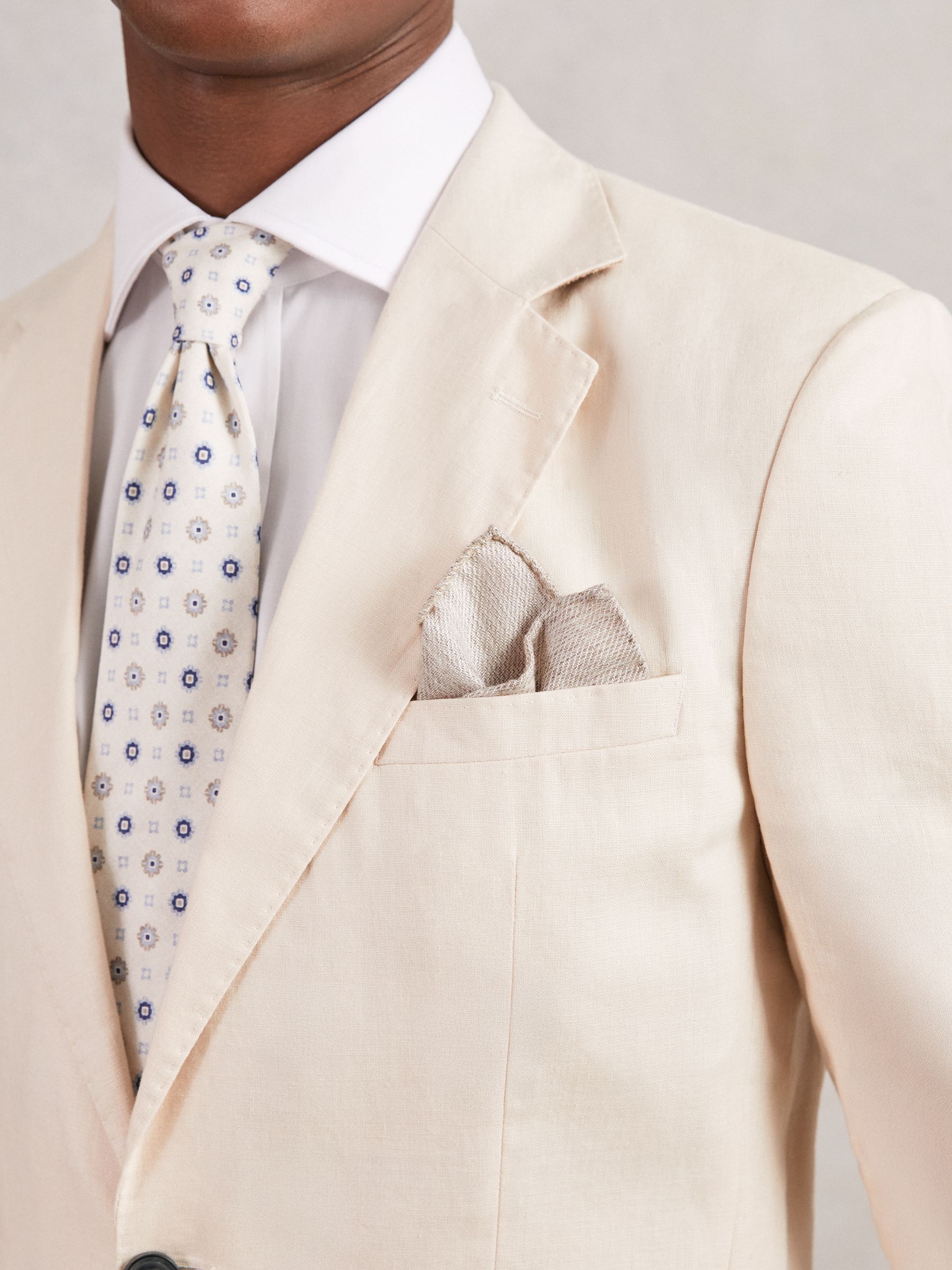 Wool Silk Textured Pocket Square in Oatmeal - Image 2 of 4