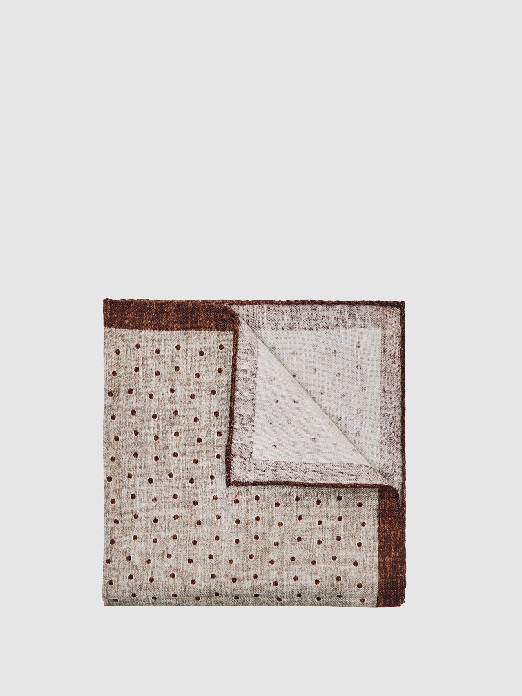 Wool-Cotton Polka-Dot Pocket Square in Grey Melange - Image 1 of 5