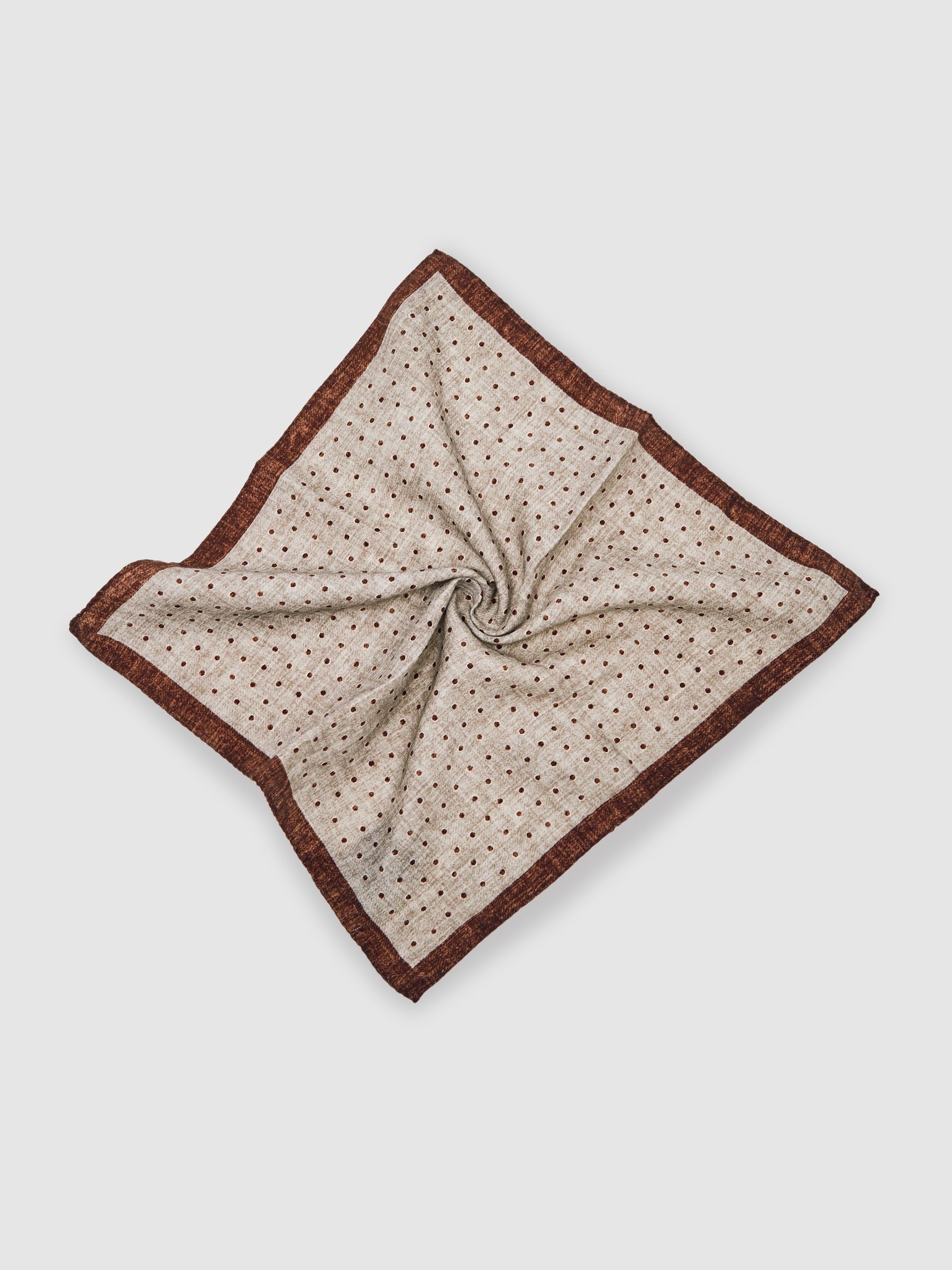 Wool-Cotton Polka-Dot Pocket Square in Grey Melange - image 4