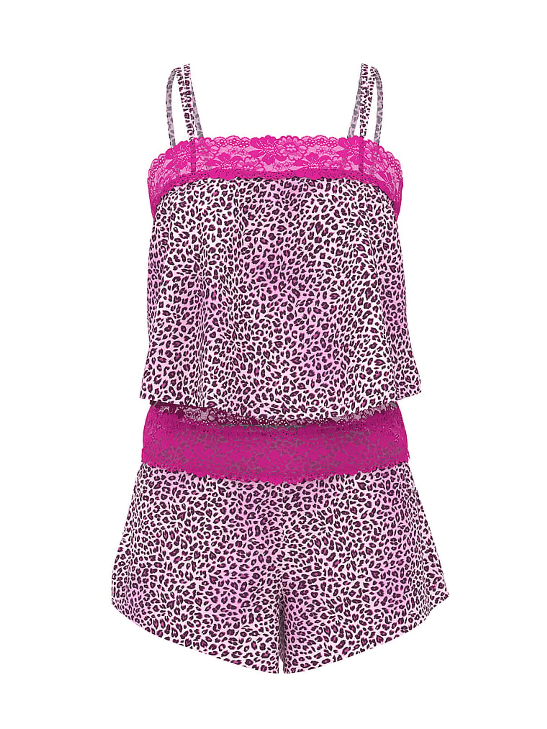 Pink Fire Lace Trim Pyjamas Set - Image 3 of 3
