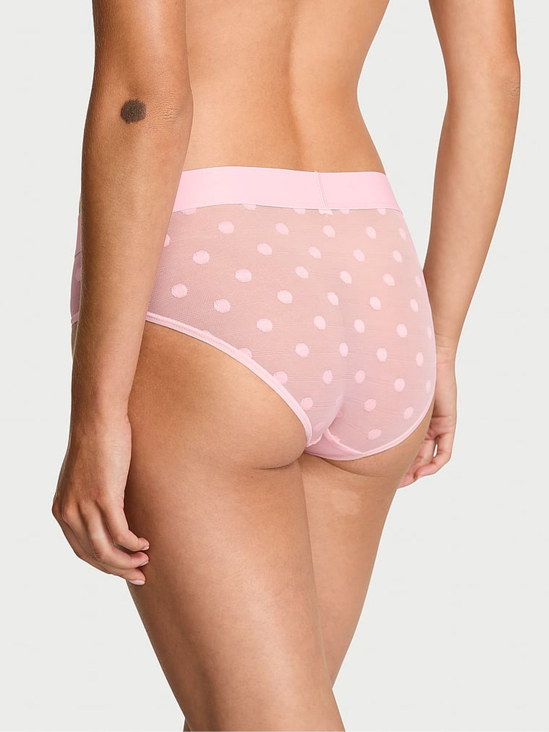 Pretty Blossom Dot Pink Hipster Sheer Logo Knickers - Image 2 of 3