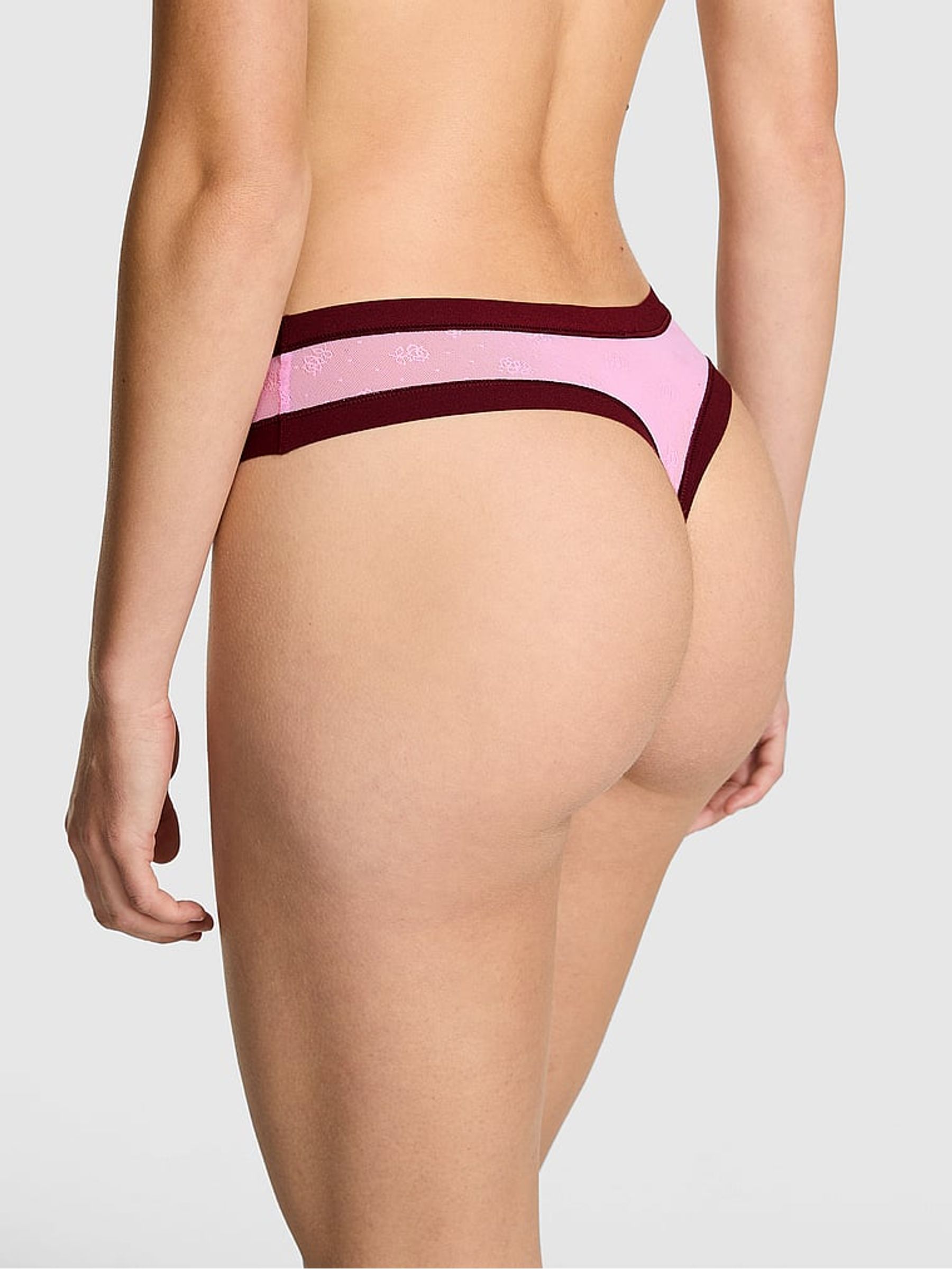 Pink Lollipop Thong No Show Rib Mesh Knickers - Image 2 of 3