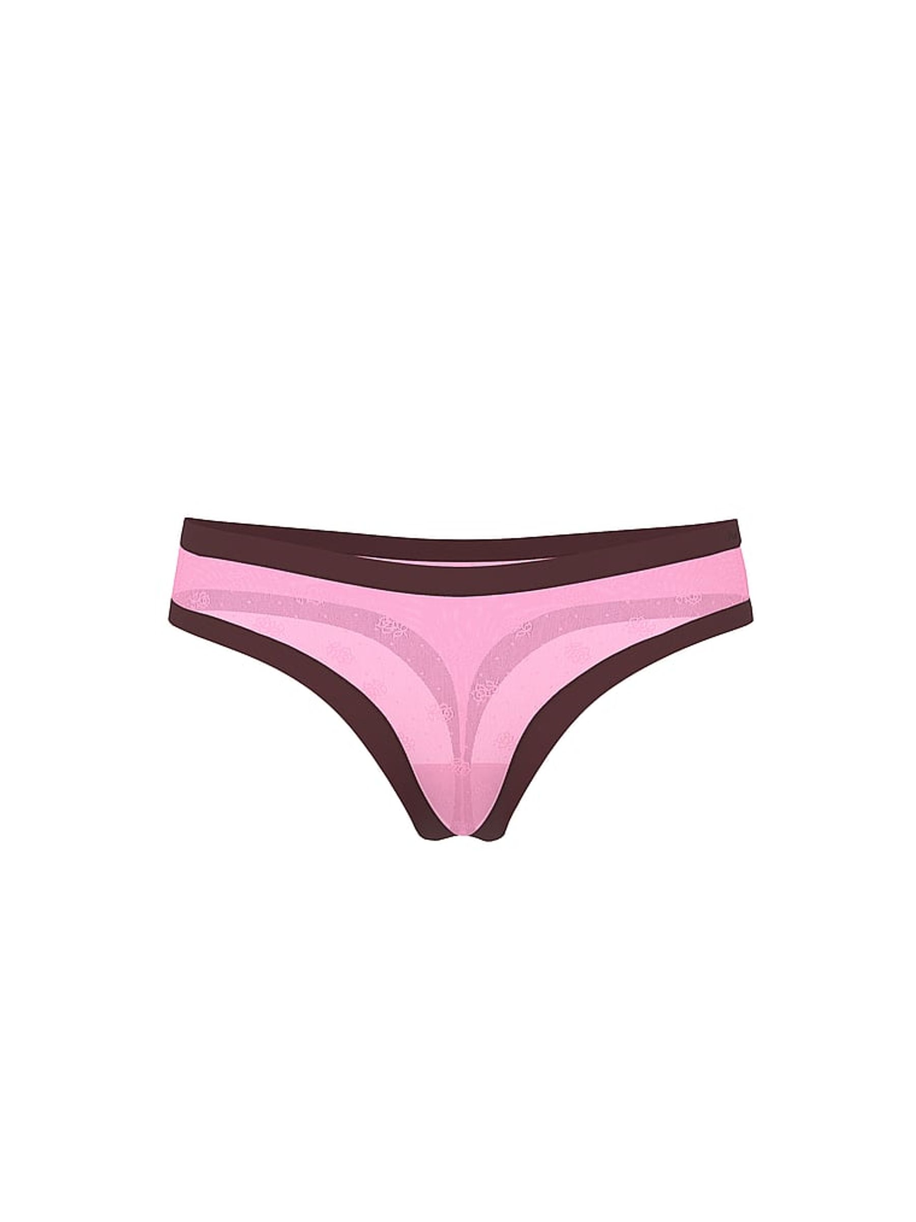 Pink Lollipop Thong No Show Rib Mesh Knickers - Image 3 of 3
