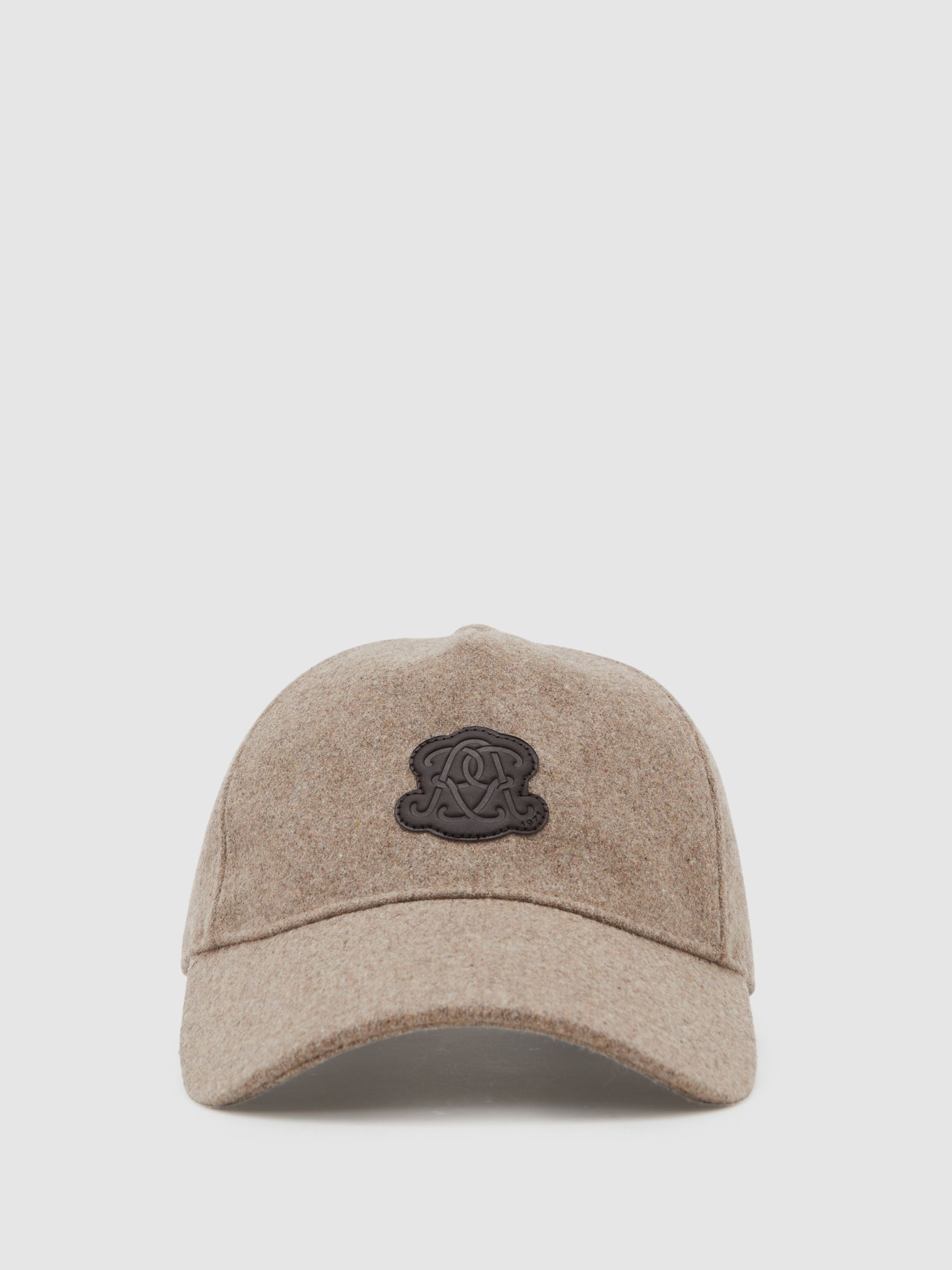 Monogram Appliqué Wool-Blend Cap in Oatmeal Brown - Image 1 of 5