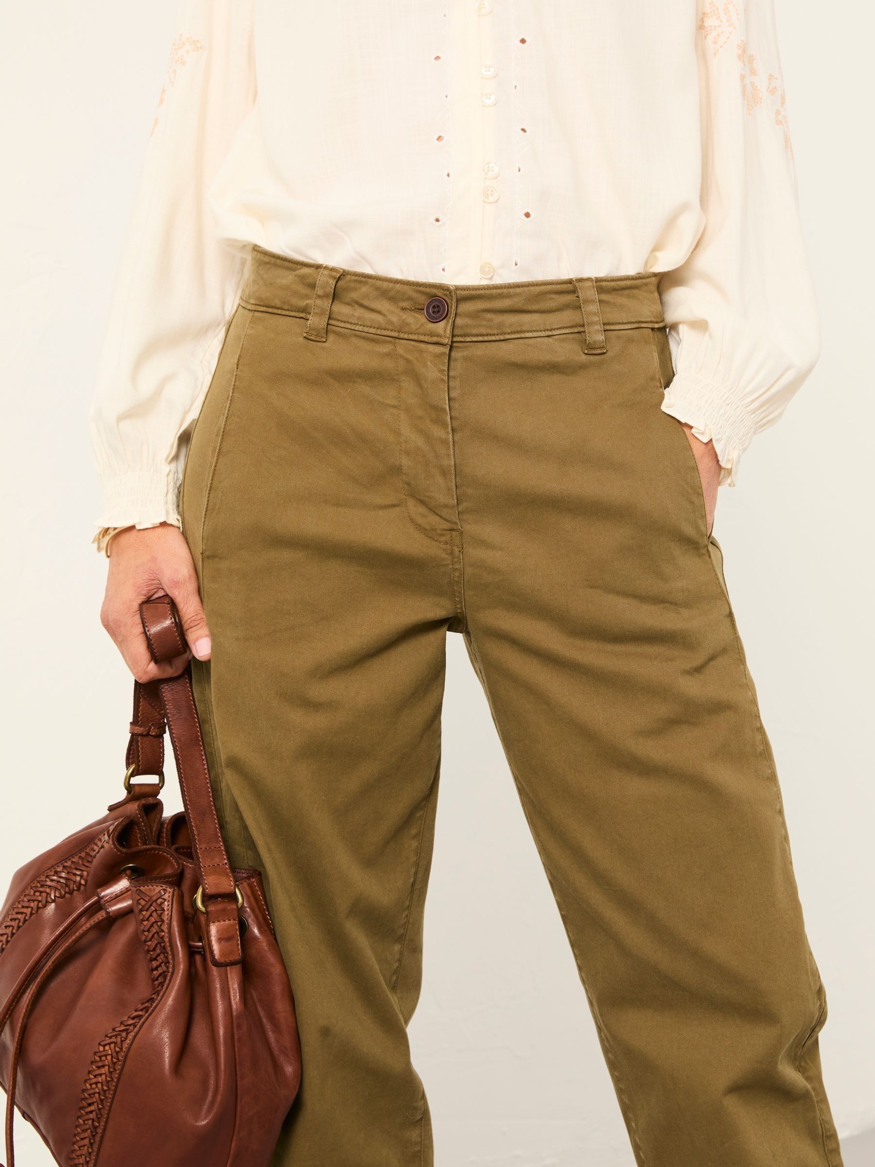 Ottilie Olive Green Tapered Leg Trouser - Image 3 of 7