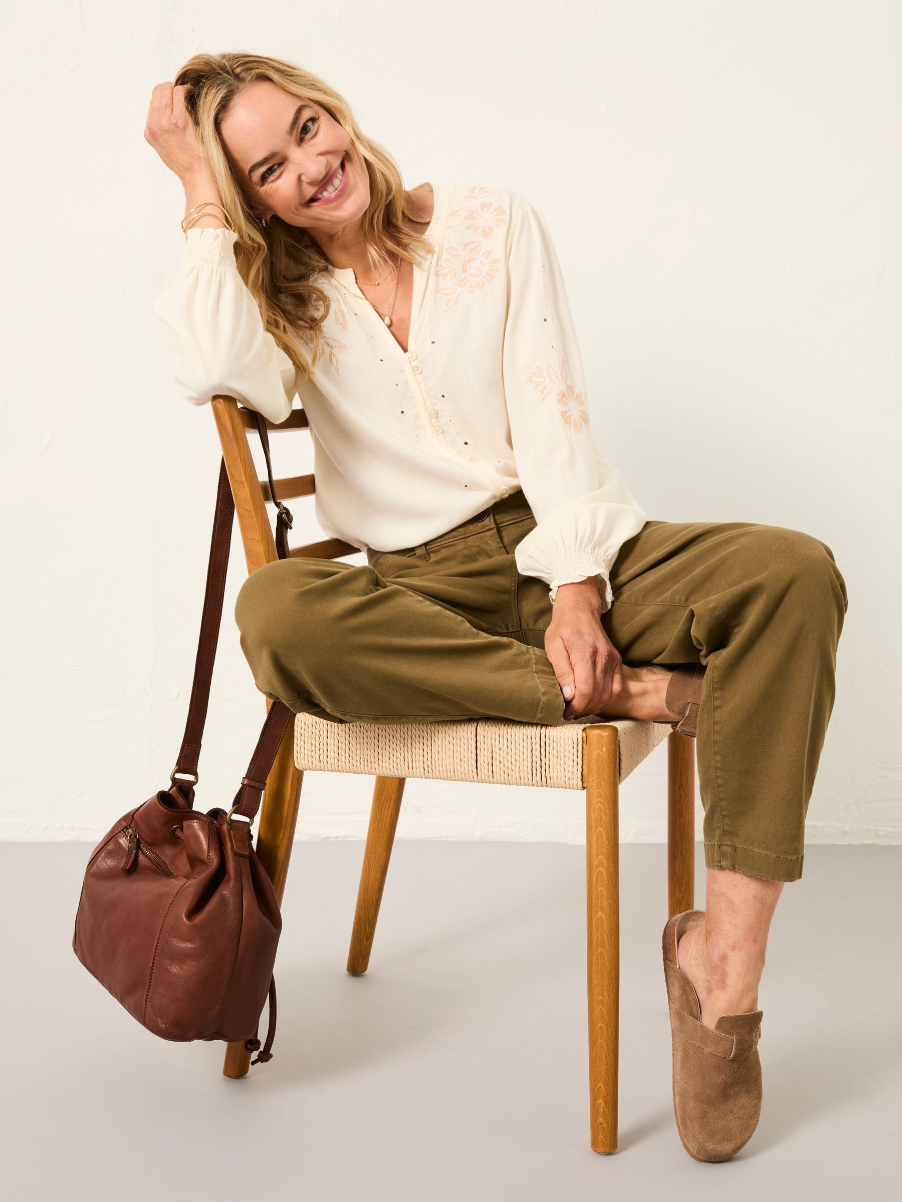 Ottilie Olive Green Tapered Leg Trouser - Image 5 of 7