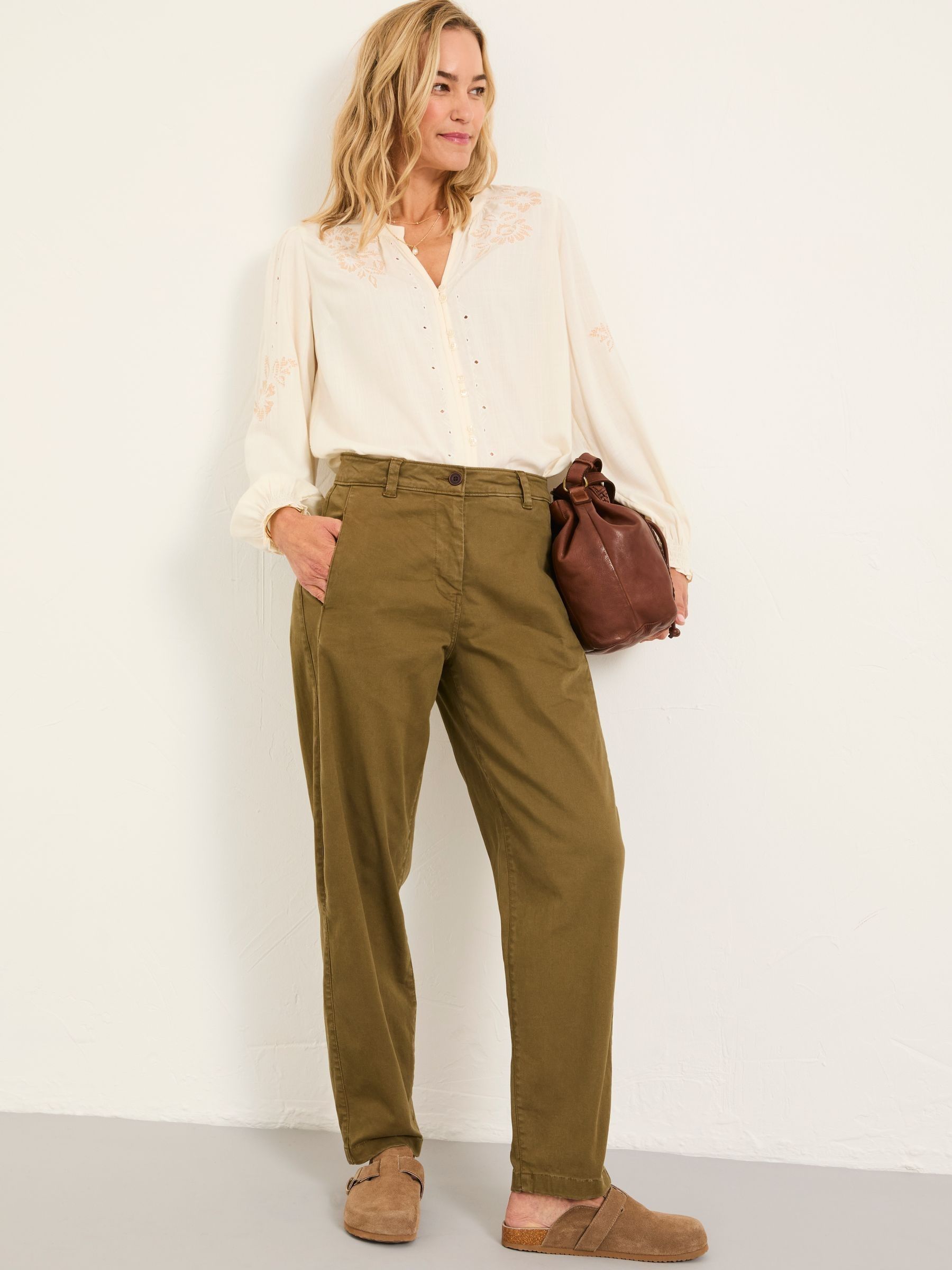 Ottilie Olive Green Tapered Leg Trouser - Image 6 of 7