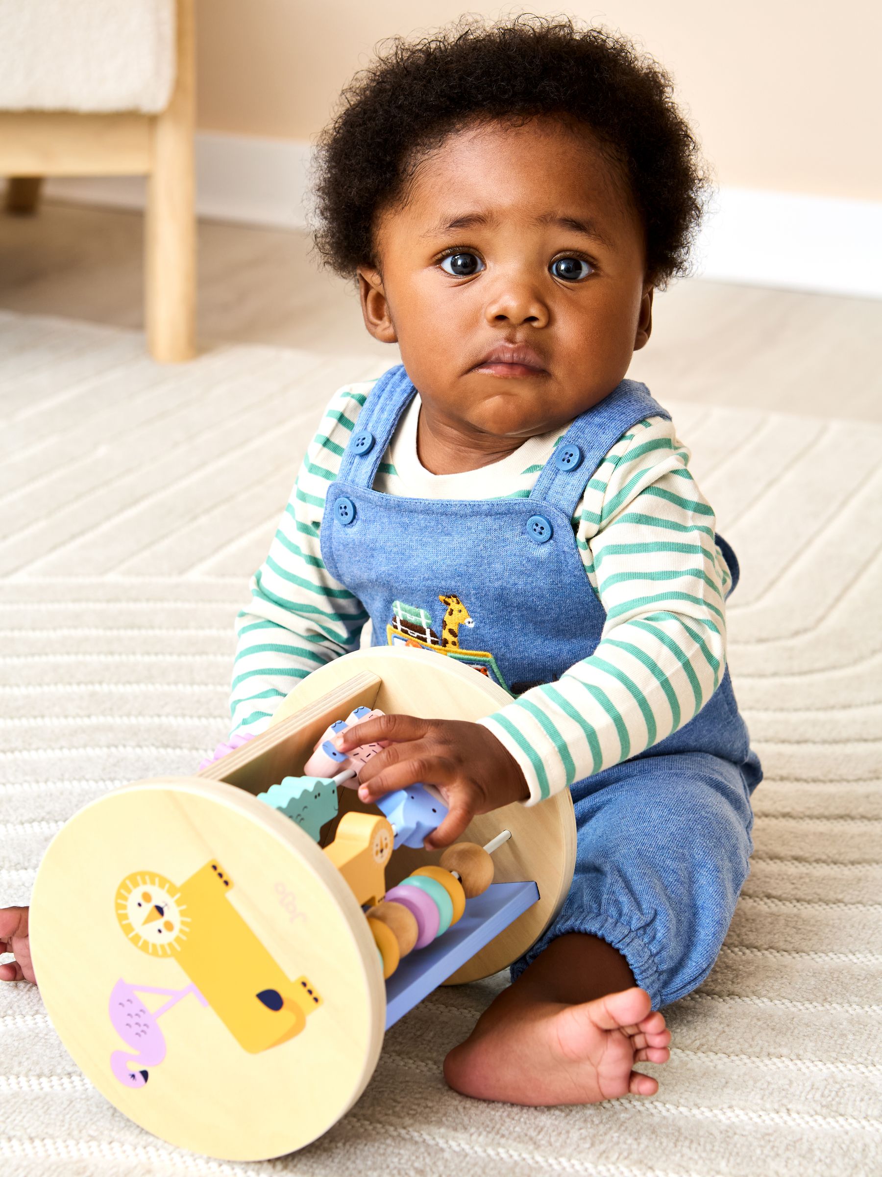 Safari Scandi Wooden Tummy Time Roller - Image 1 of 3