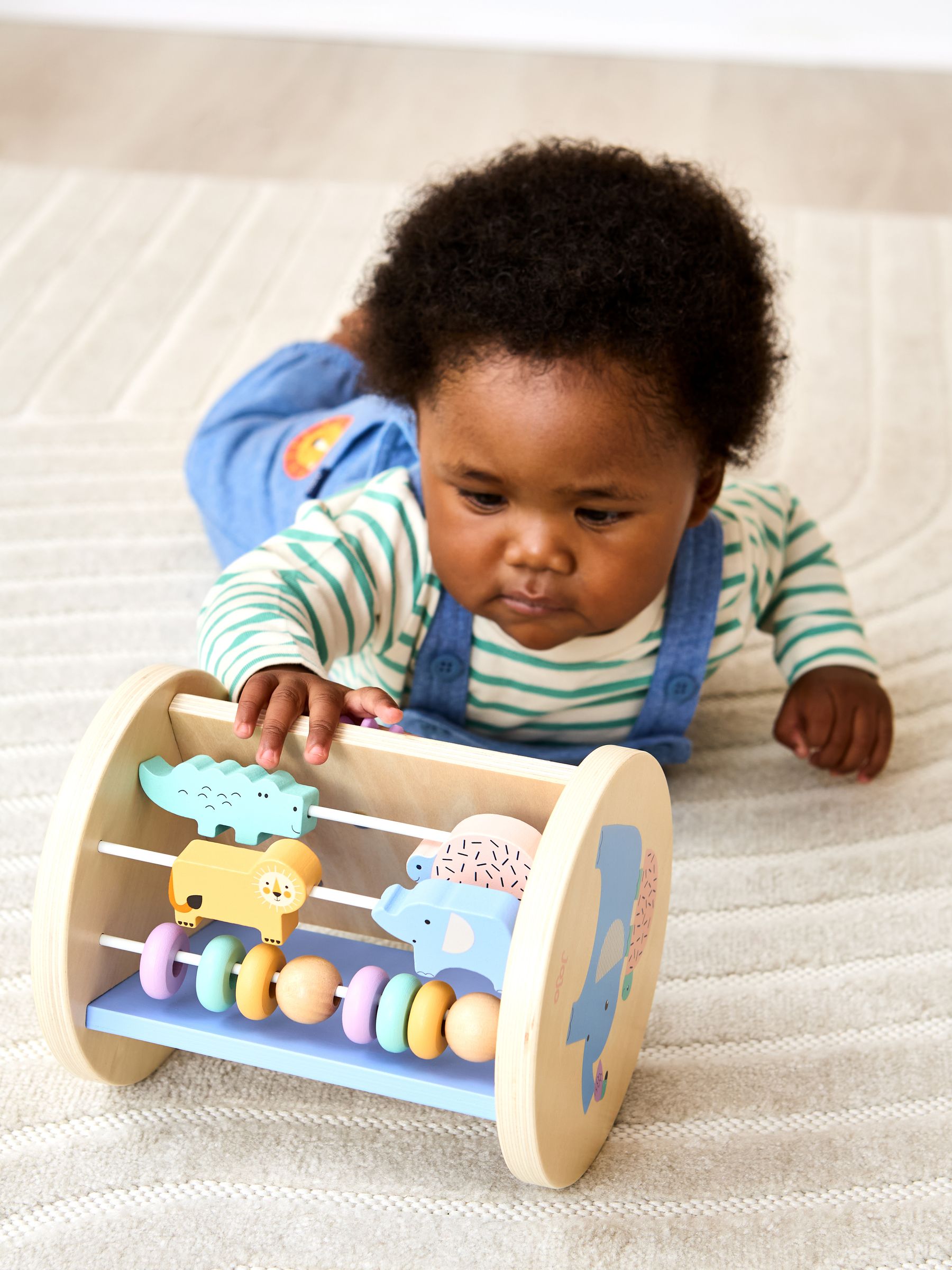 Safari Scandi Wooden Tummy Time Roller - Image 2 of 3