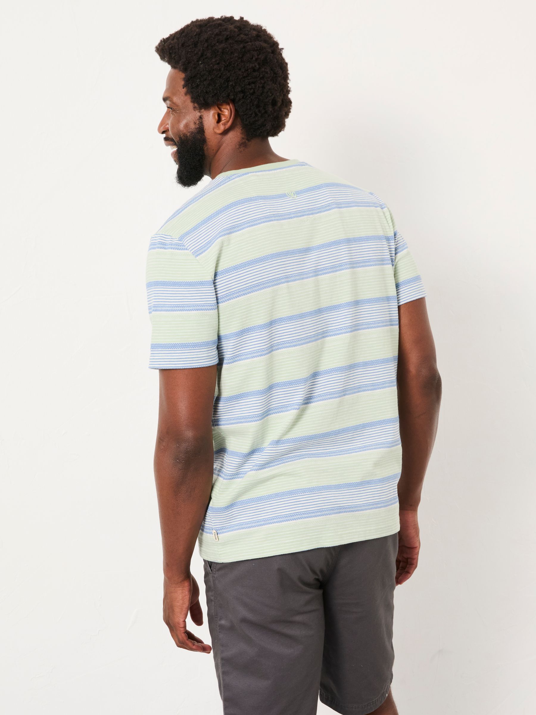 Turquoise Blue Stripe T-Shirt - Image 2 of 5 Turquoise Blue Stripe T-Shirt - Image 2 of 5