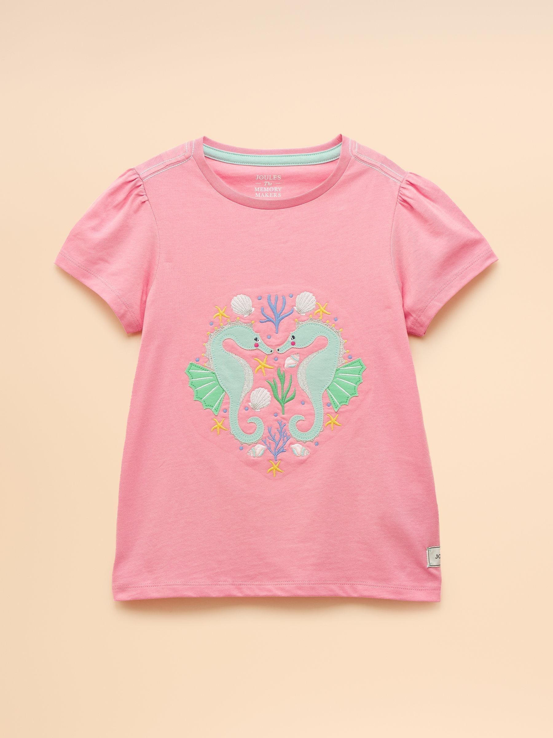 Girls' Astra Pink Applique Cotton T-Shirt - Image 1 of 4