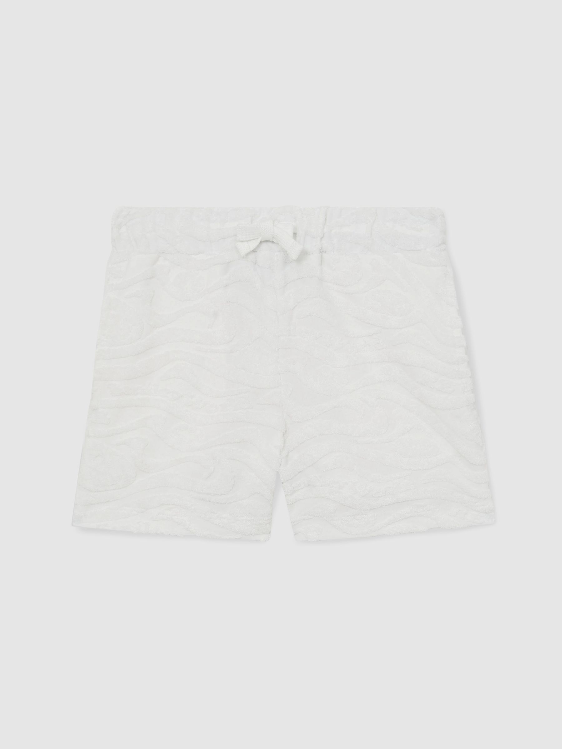 3-9 yrs SmileyWorld | Reiss Wave Texture Shorts in White - Image 2 of 4