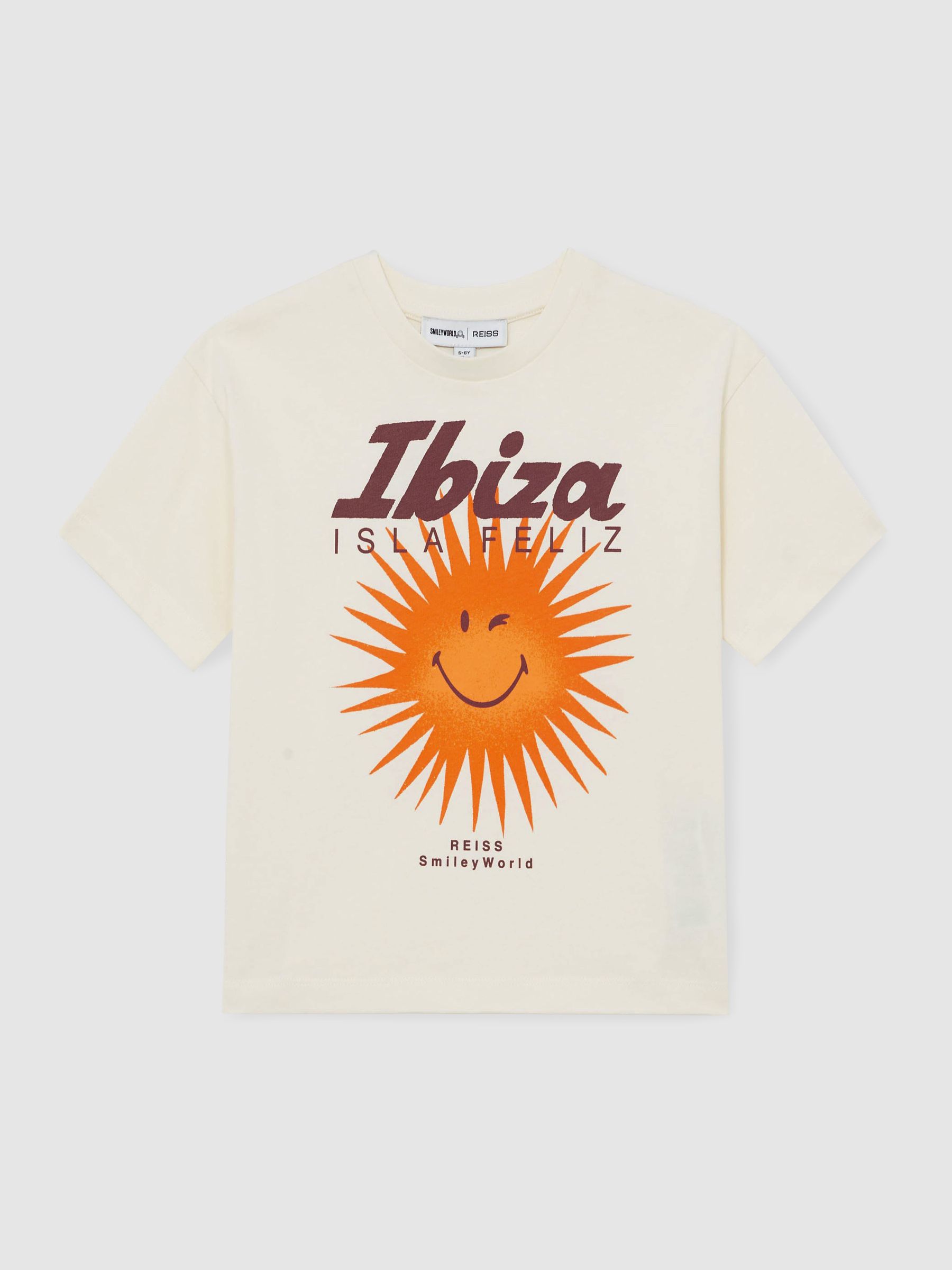 13-14 yrs SmileyWorld | Reiss Sun Motif T-Shirt in Off White - Image 1 of 4