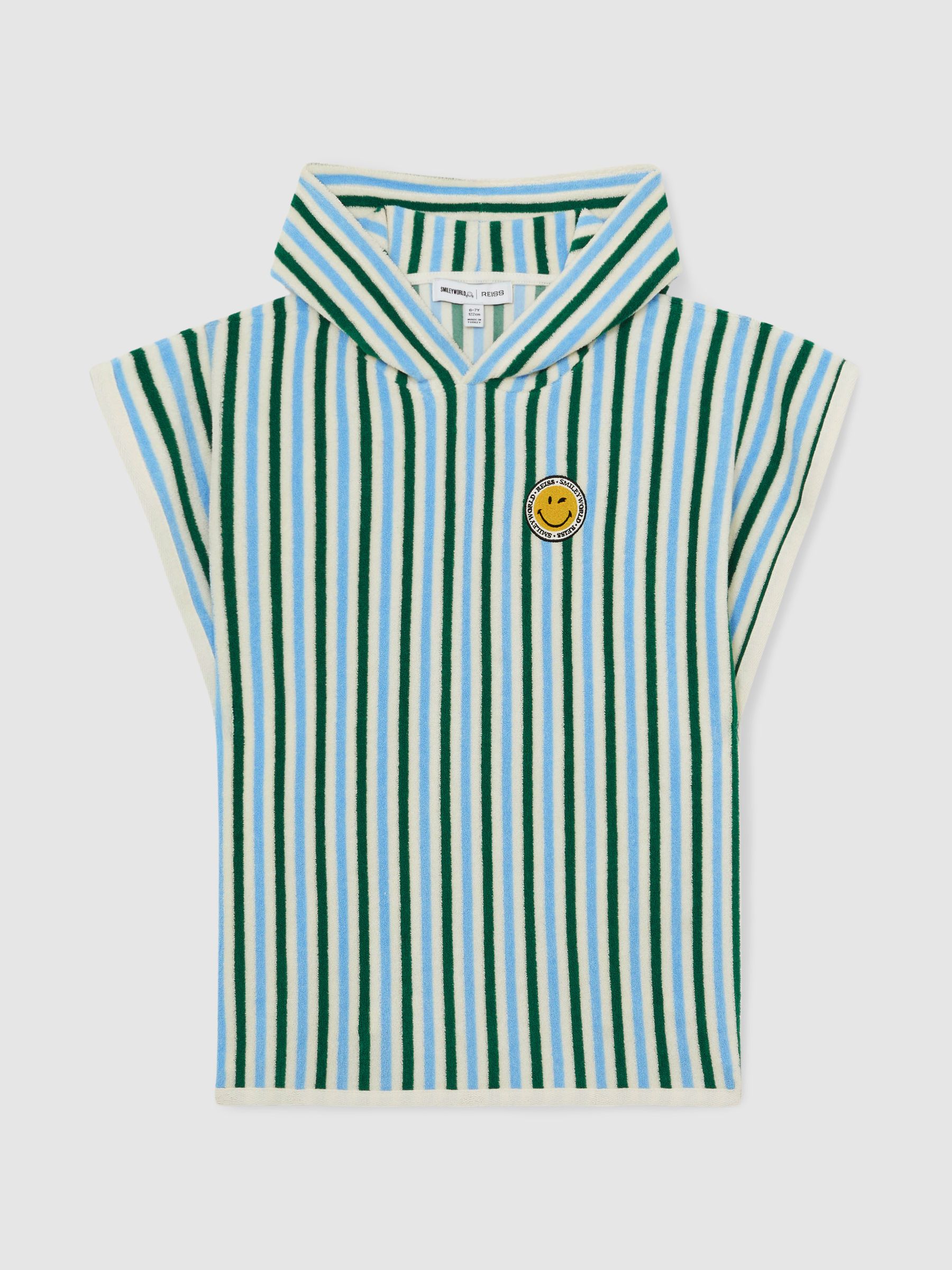 4-9 yrs SmileyWorld | Reiss Hooded Towel in Green/Blue/White - Image 2 of 6