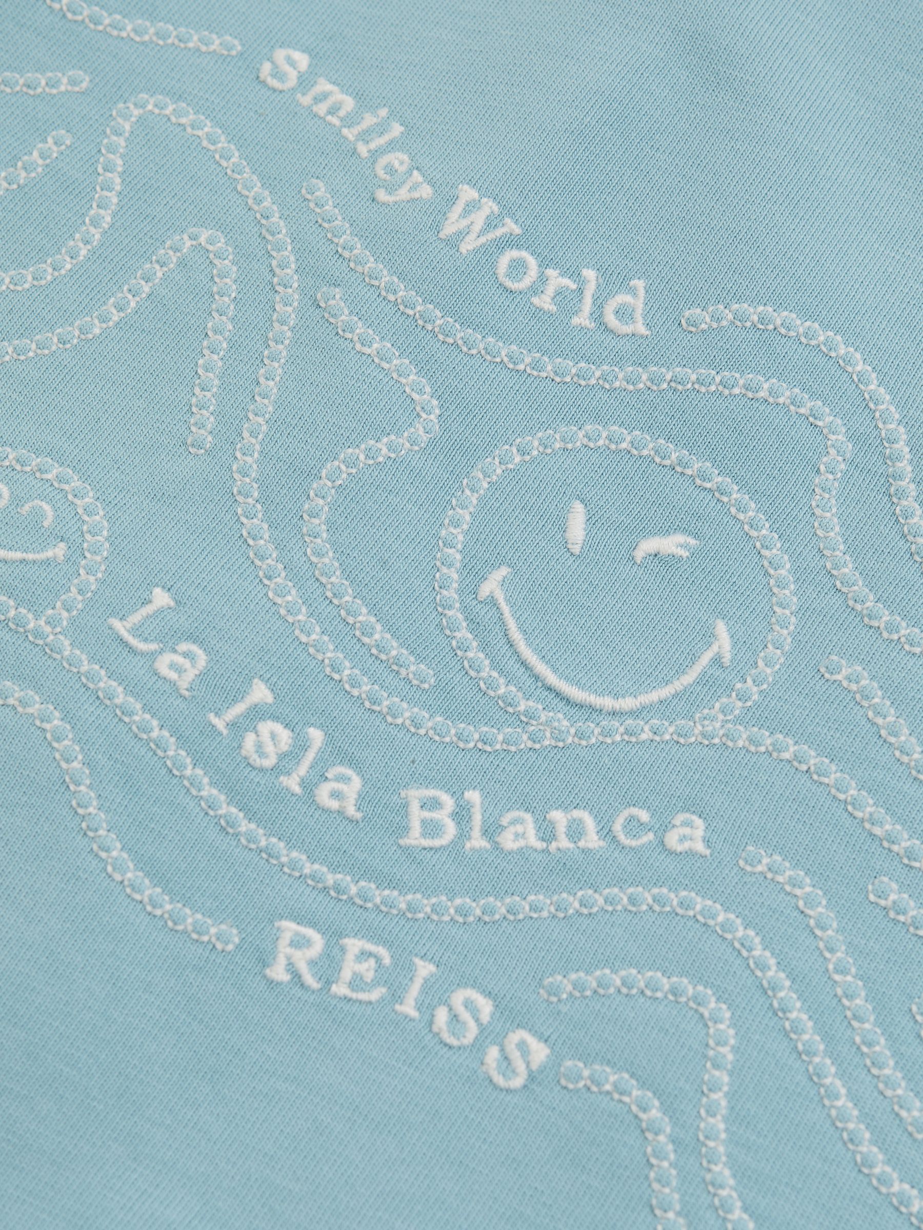 9-13 yrs SmileyWorld | Reiss Embroidered Shirt in Sky Blue - Image 5 of 5