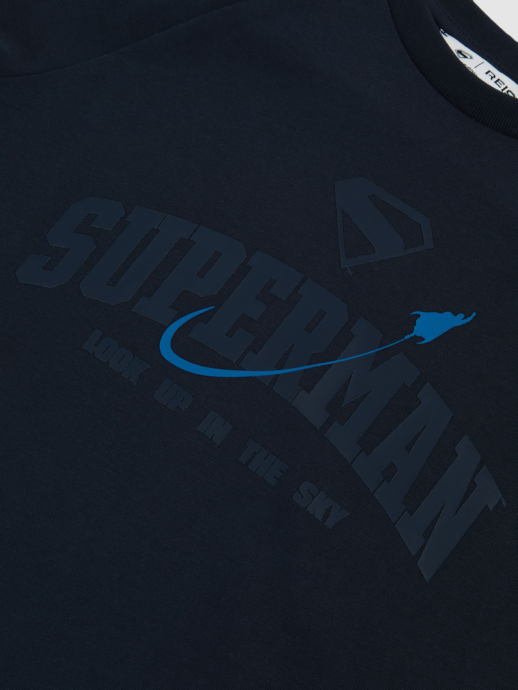 13-14 yrs Superman | Reiss Raglan Logo T-Shirt in Navy Blue - Image 4 of 4