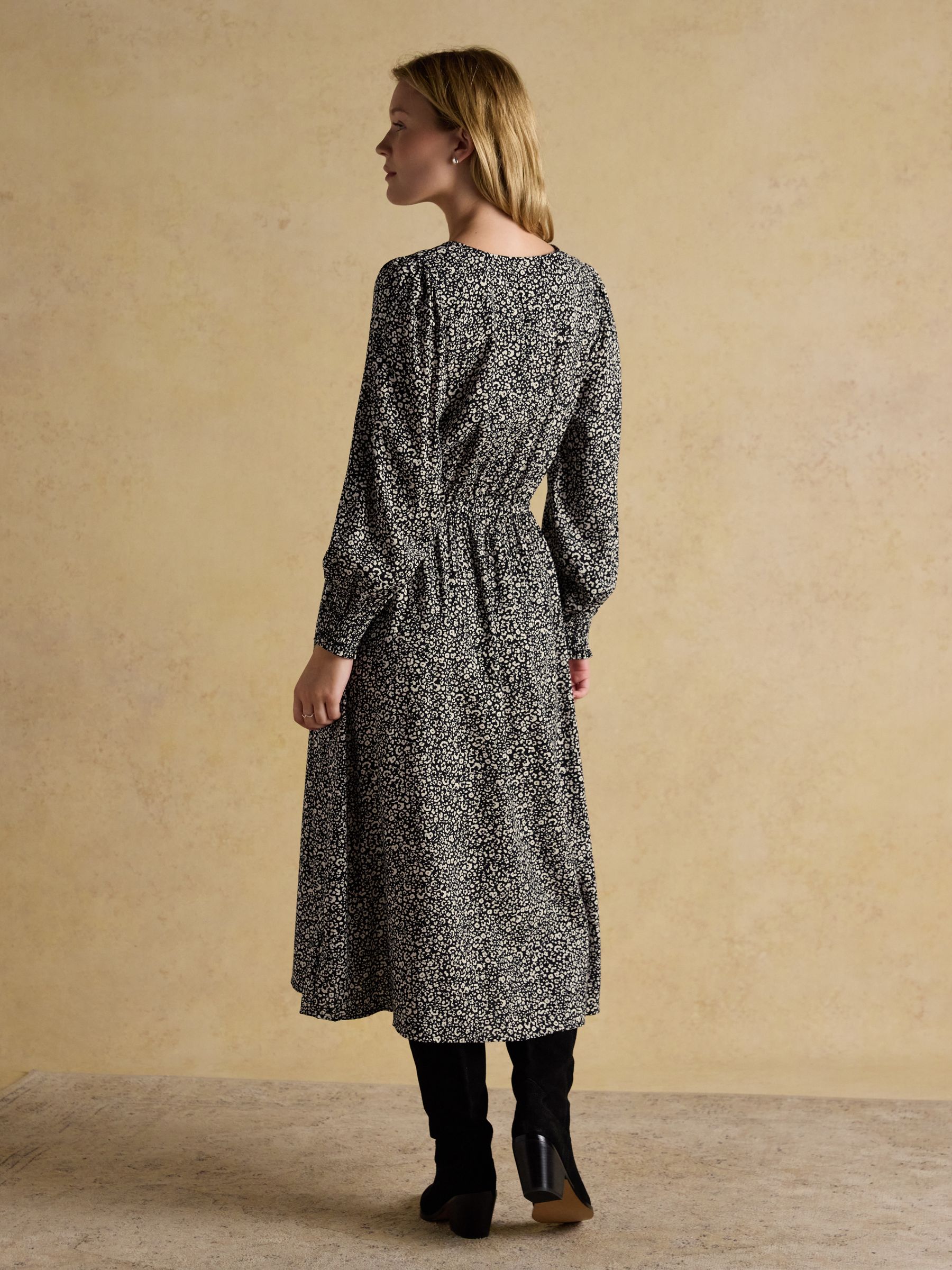 Adele Black V-Neck Long Sleeve Midi Dress - Image 2 of 8