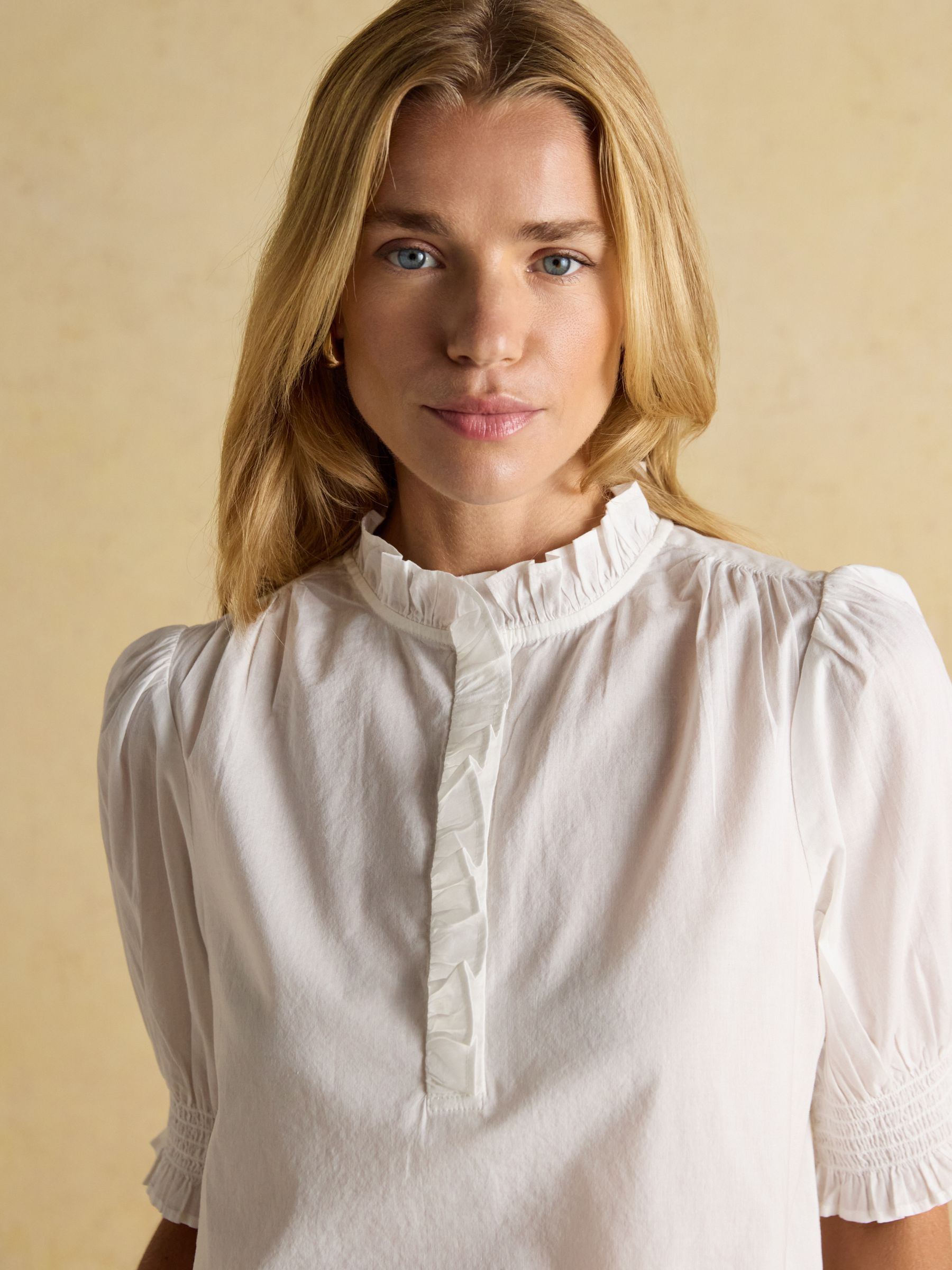 Melanie White Short Sleeved Blouse with Frill Button Fastening - Image 3 of 8