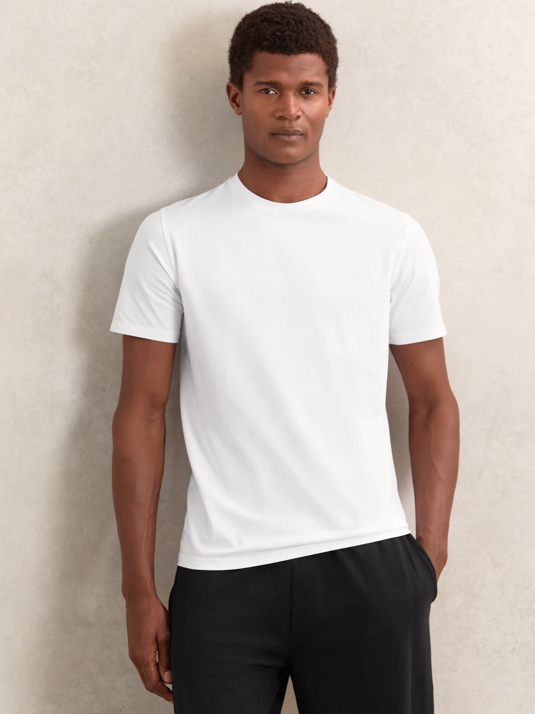 Stretch-Cotton Loungewear T-Shirts 2 Pack in White - Image 2 of 5