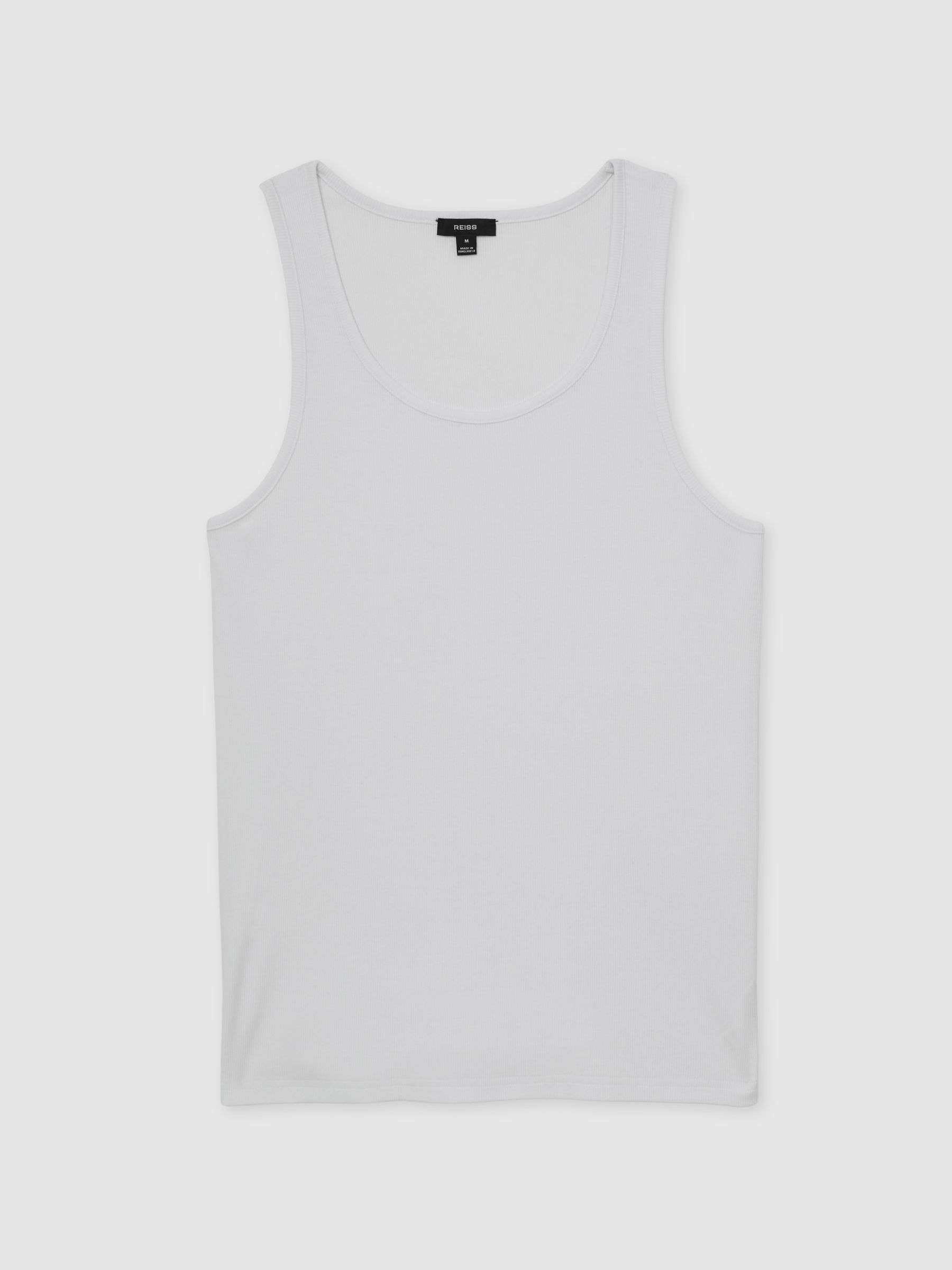 Stretch-Cotton Ribbed Vest in White - Image 2 of 6