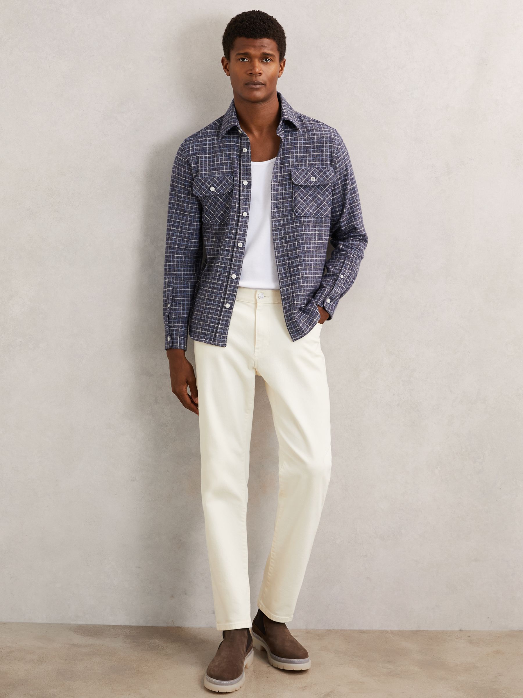 Stretch-Cotton Ribbed Vest in White - Image 3 of 6