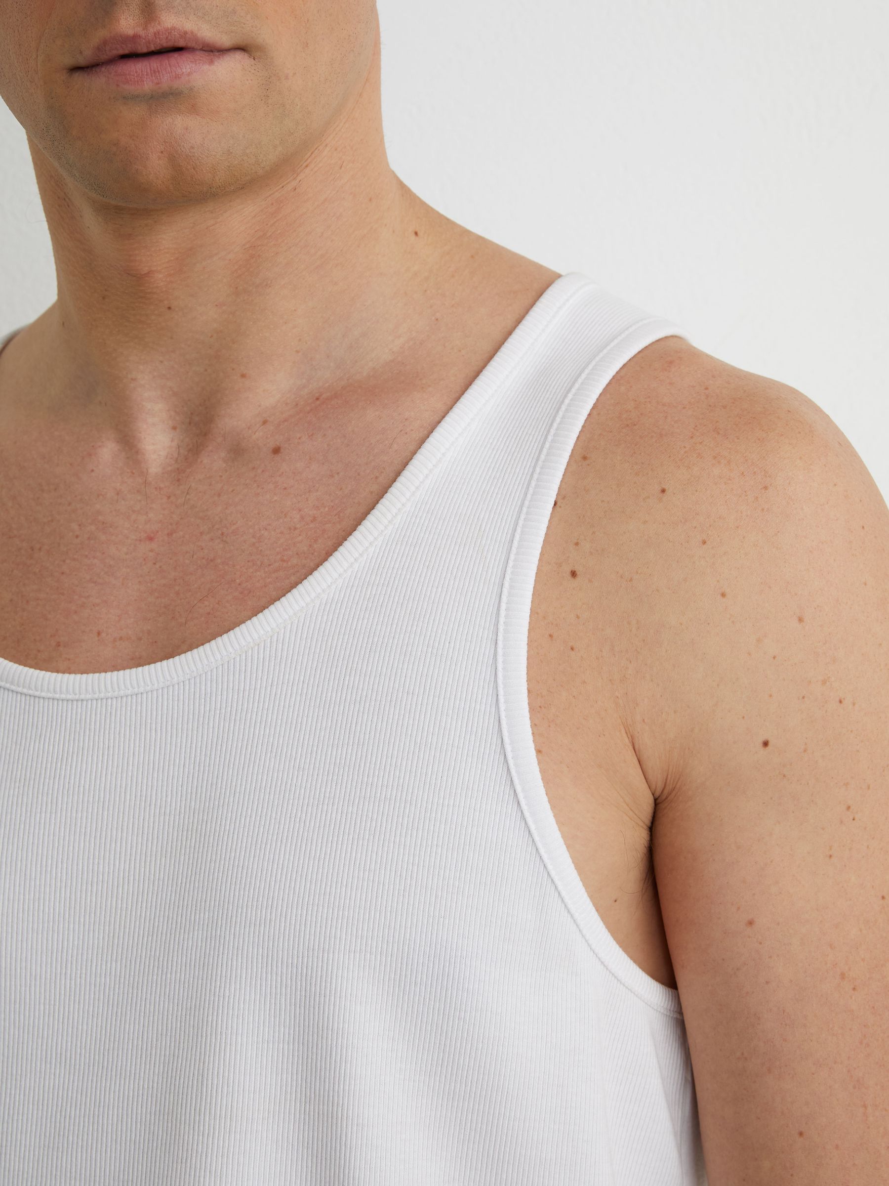 Stretch-Cotton Ribbed Vest in White - image 5