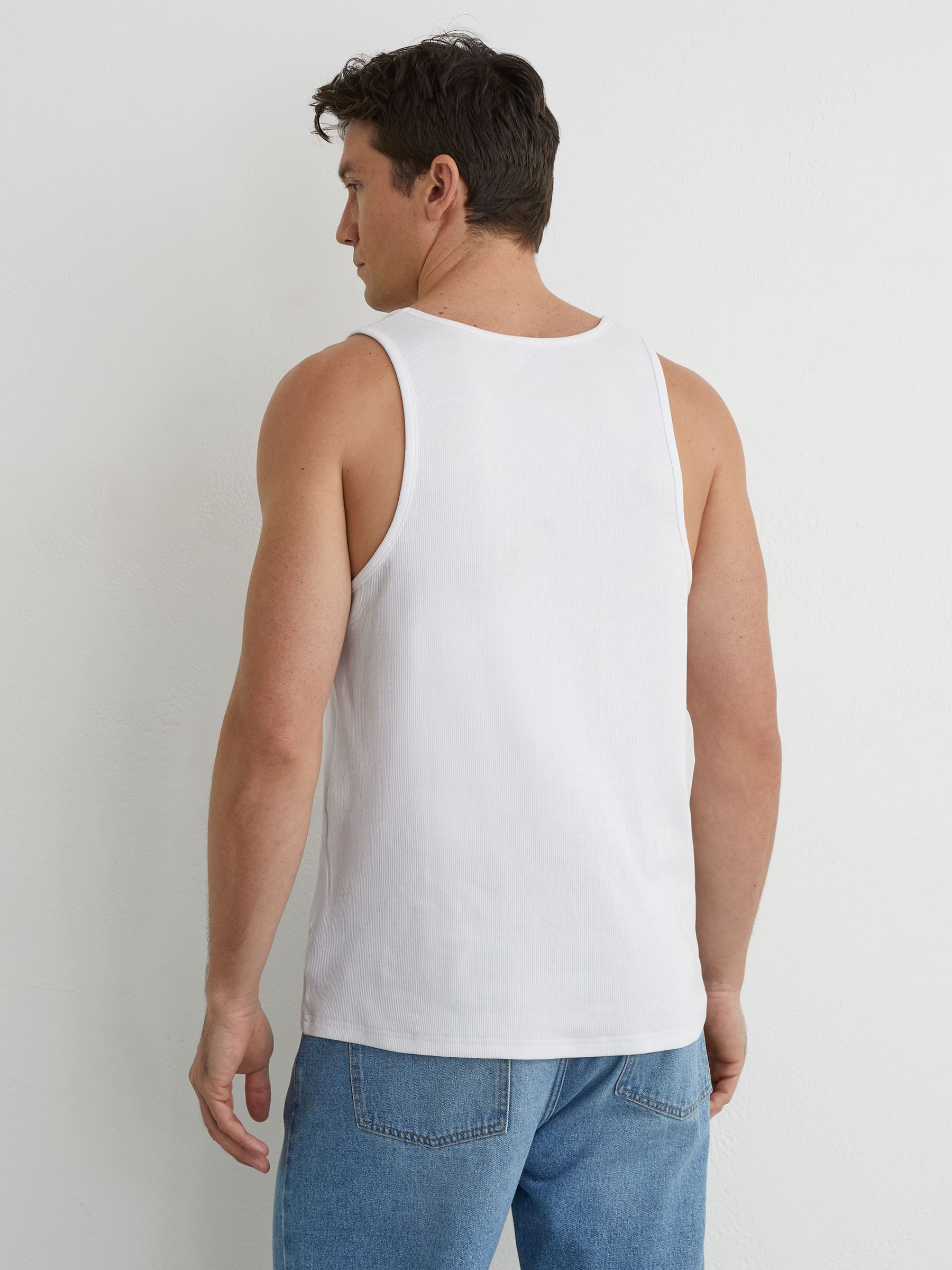 Stretch-Cotton Ribbed Vest in White - image 4