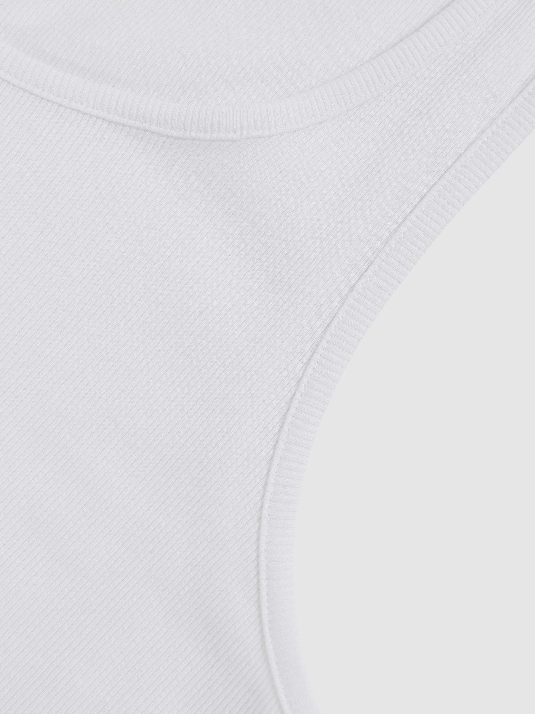 Stretch-Cotton Ribbed Vest in White - image 3