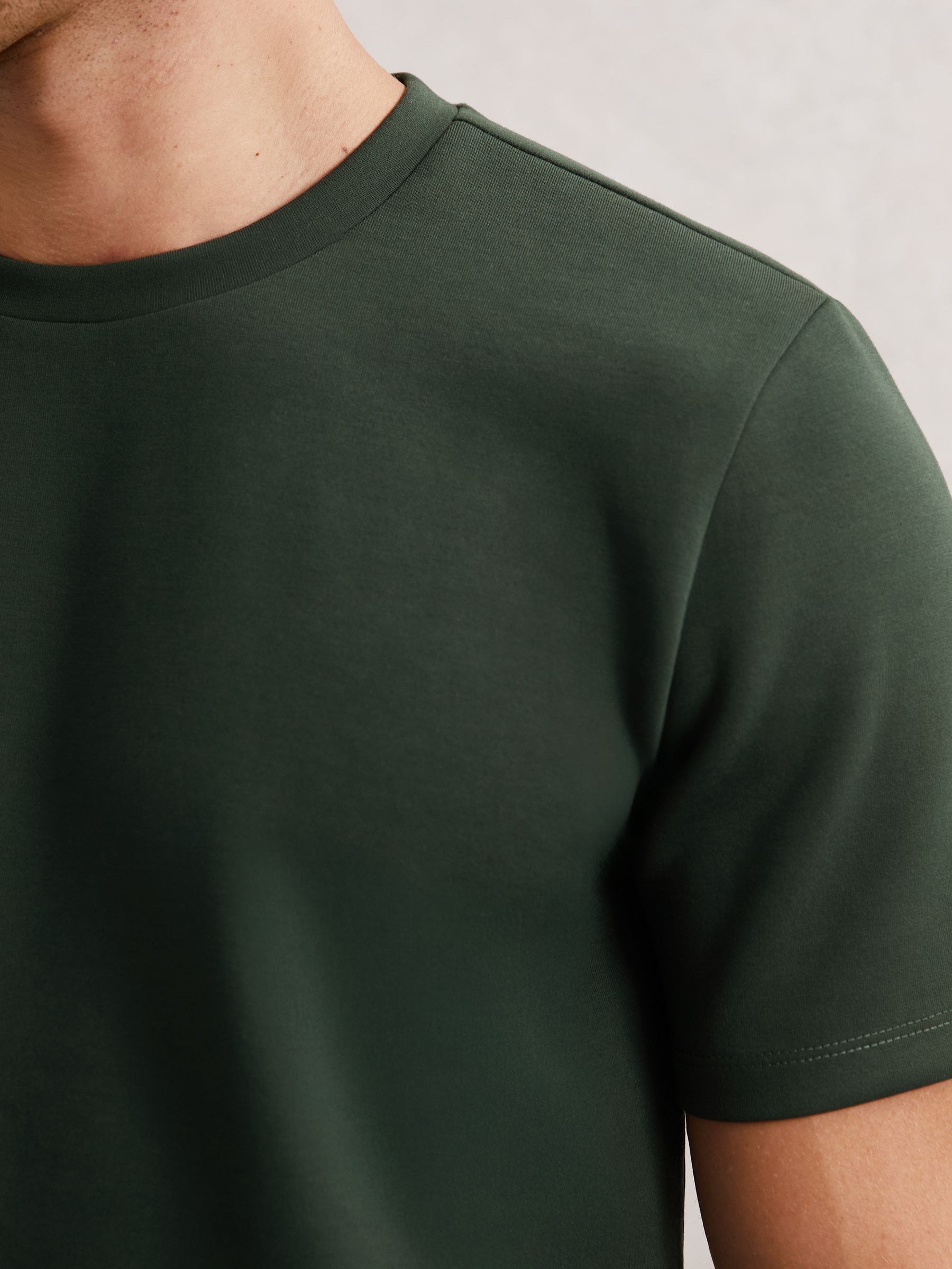 Interlock Jersey Crew Neck T-Shirt in Dark Sage Green - Image 3 of 6