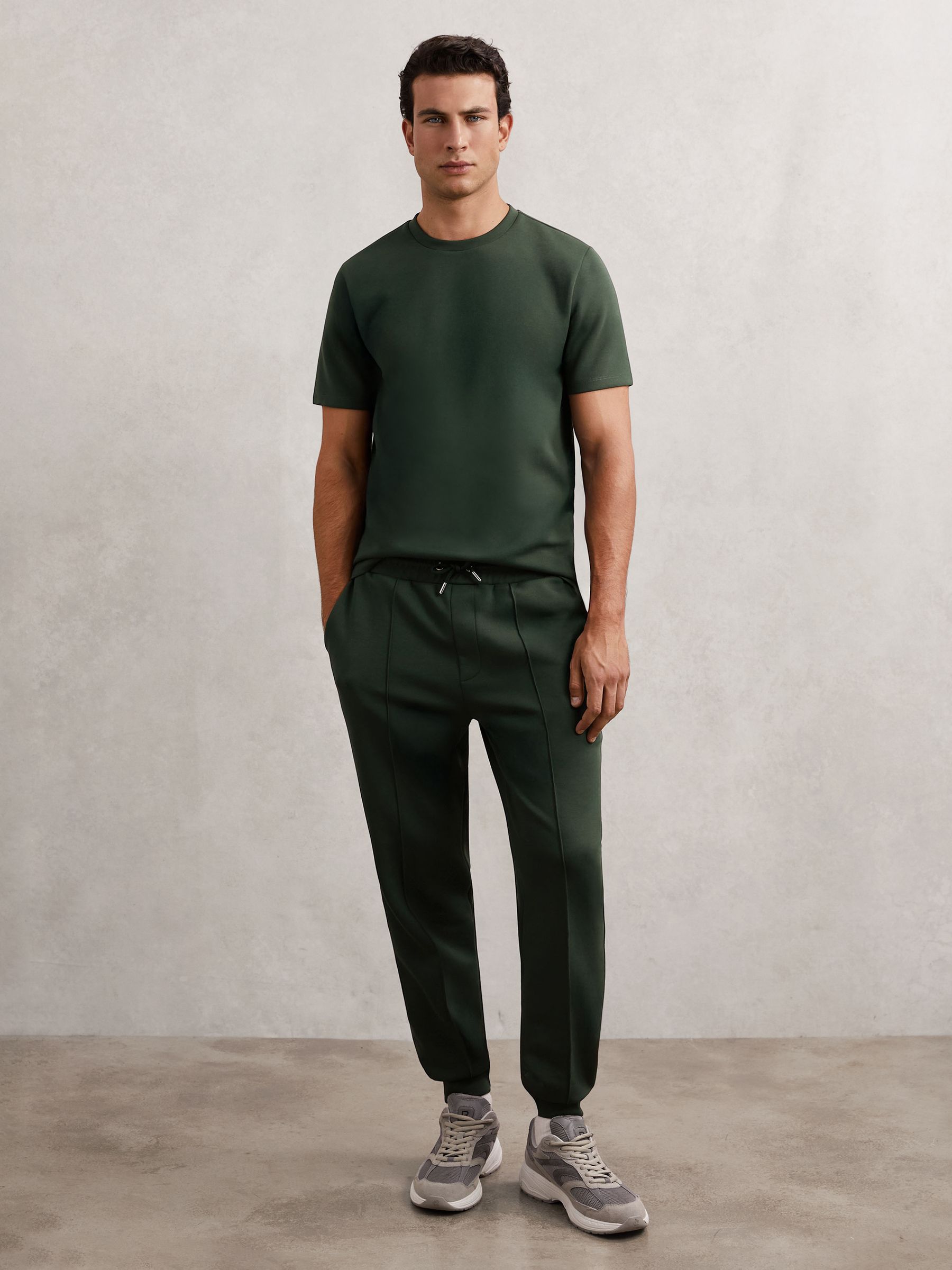 Interlock Jersey Crew Neck T-Shirt in Dark Sage Green - Image 4 of 6