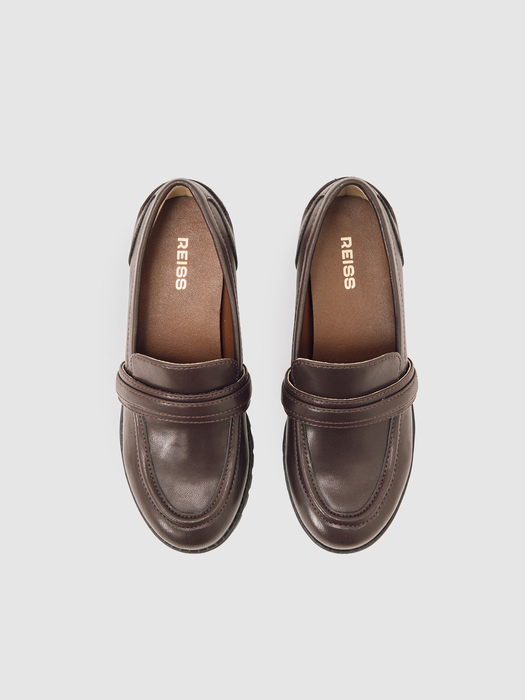Chunky Lug-Sole Loafers in Burgundy - Image 2 of 4