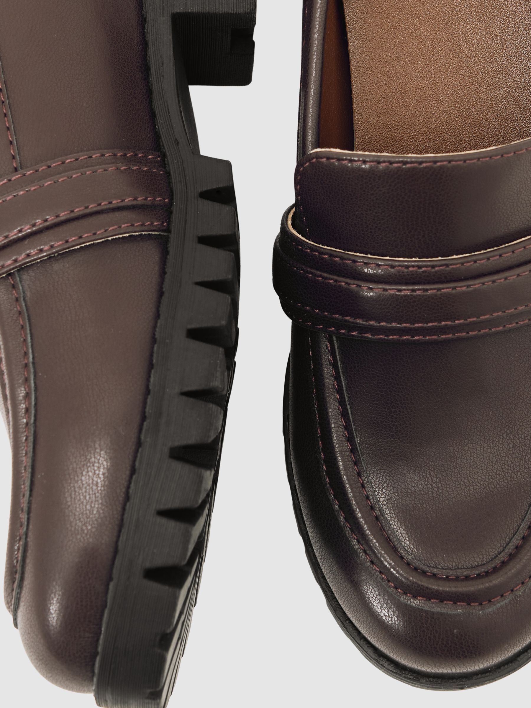 Chunky Lug-Sole Loafers in Burgundy - Image 4 of 4