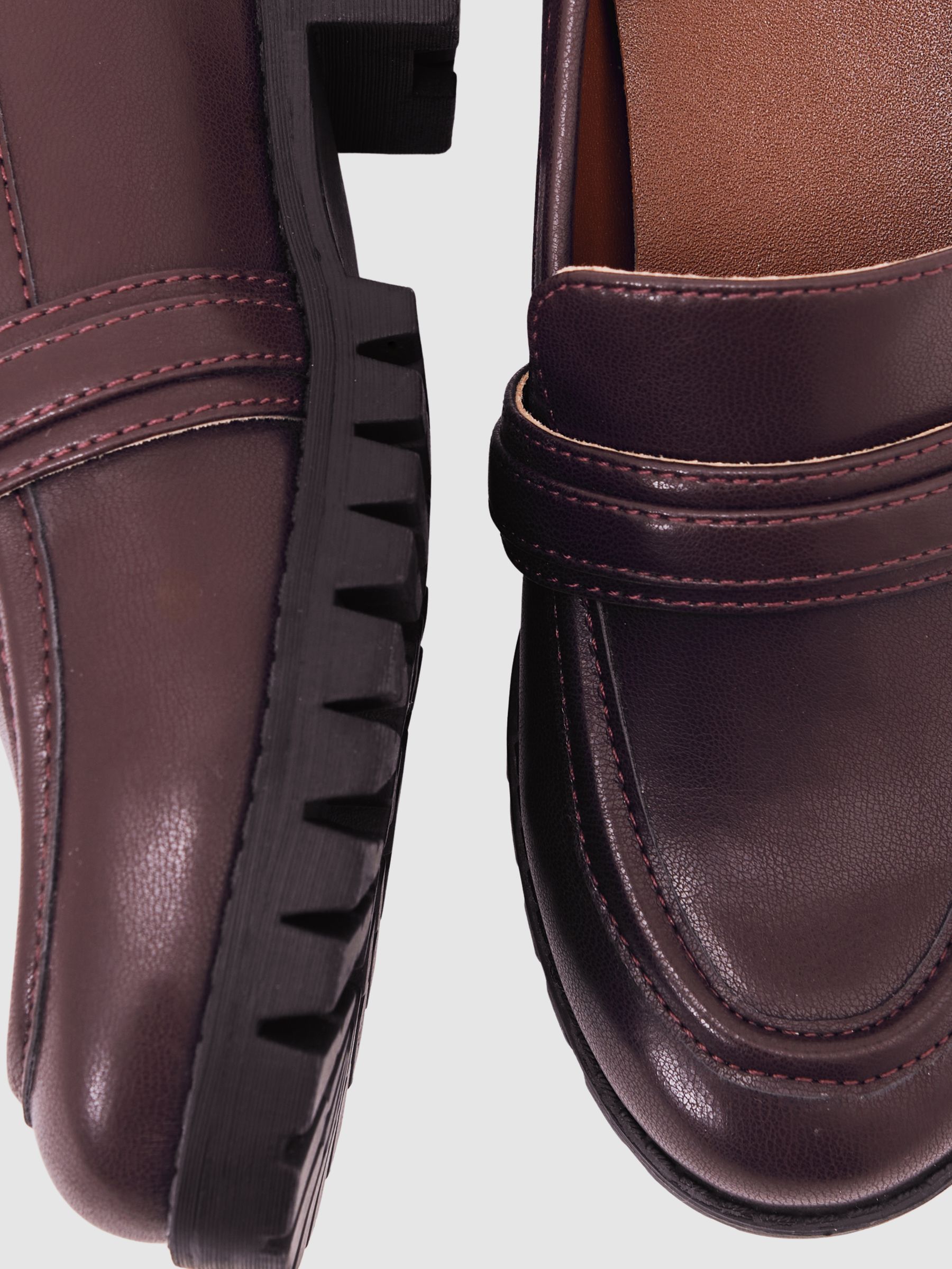Chunky Lug-Sole Loafers in Burgundy - Image 5 of 5