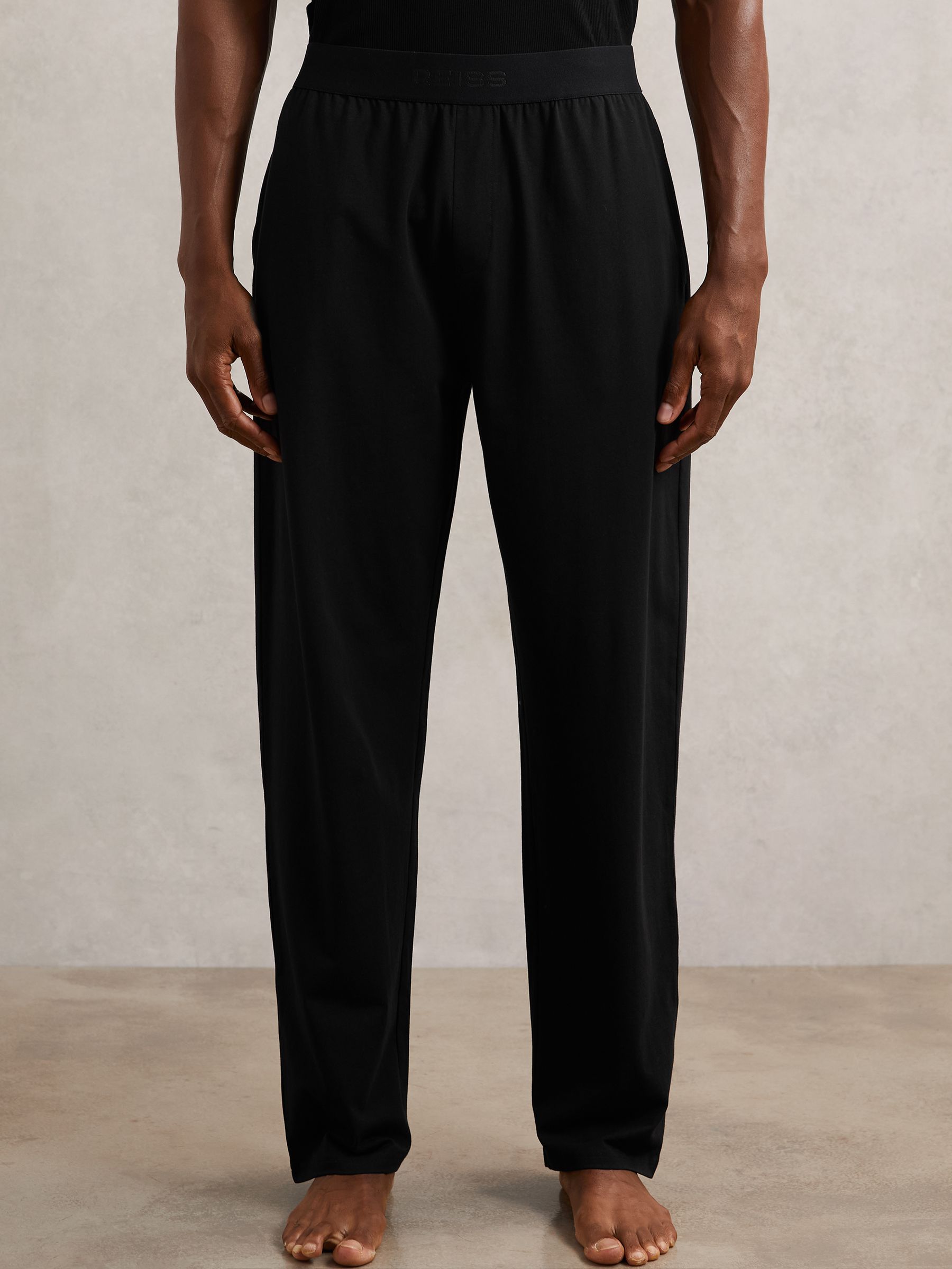 Cotton Jersey Logo-Waistband Joggers with Stretch in Black - image 4