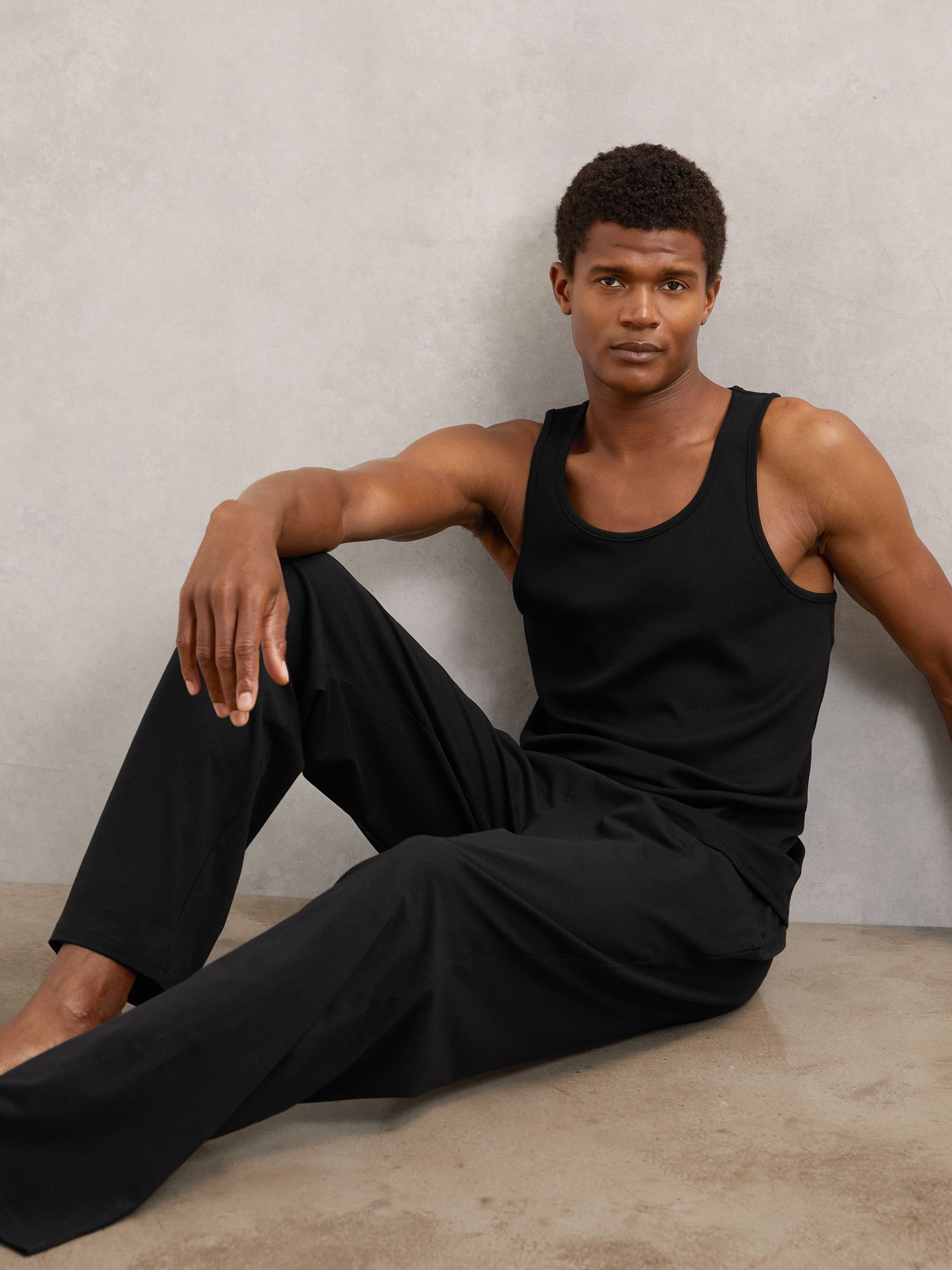 Cotton Jersey Logo-Waistband Joggers with Stretch in Black - Image 4 of 7