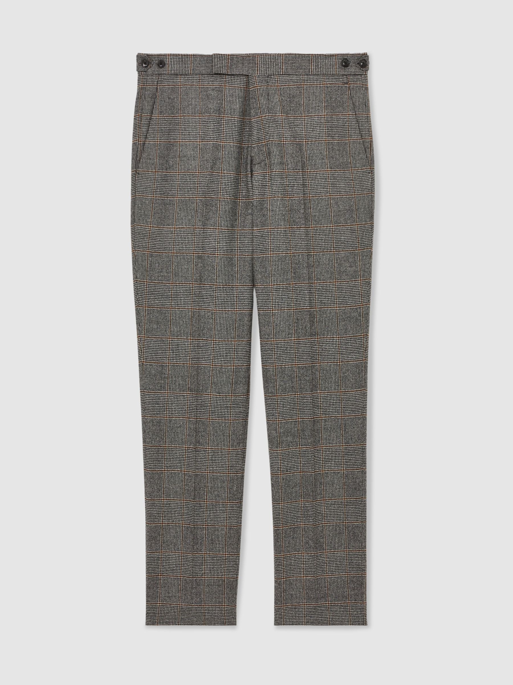 Wool Check Tailored-Fit Suit Trousers in Charcoal Grey - image 1