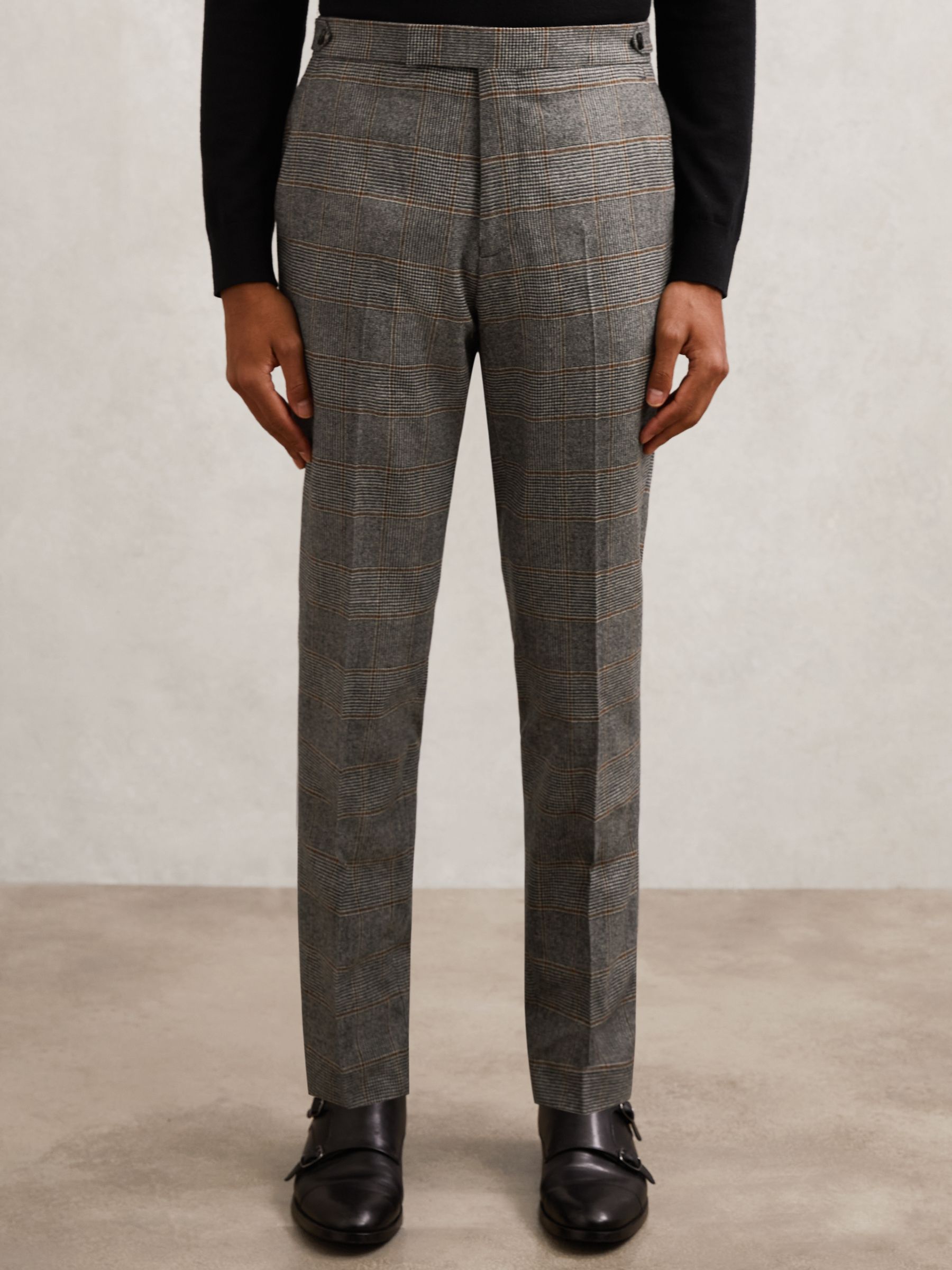 Wool Check Tailored-Fit Suit Trousers in Charcoal Grey - Image 4 of 7